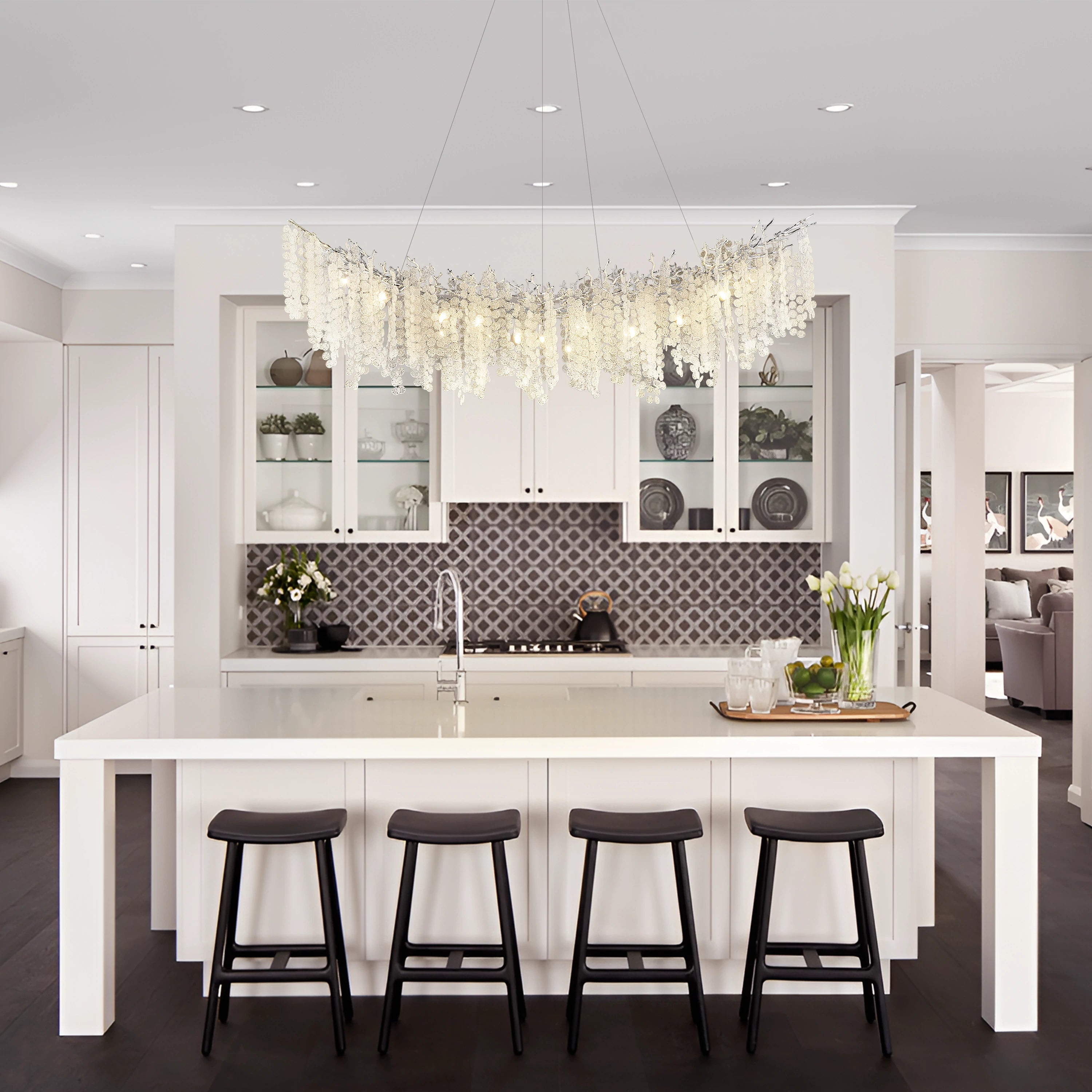 Shiro Noda Crystal Tree Branch Linear Chandelier 182.9cm