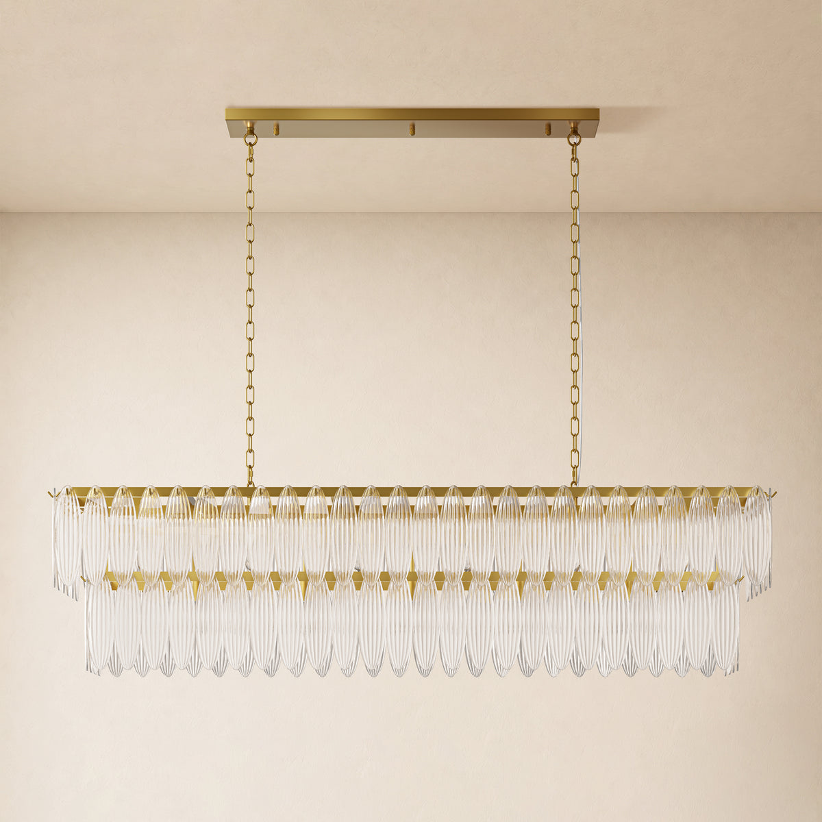 Ardelyne Crystal Leaf Linear Chandelier 48"-60"D