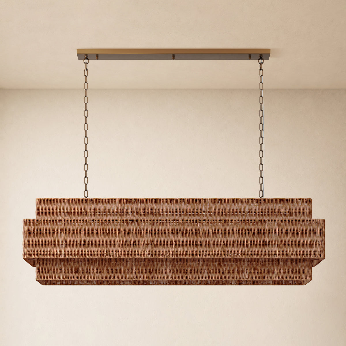 Cavana Rattan Tiered Rectangular Chandelier 60"W