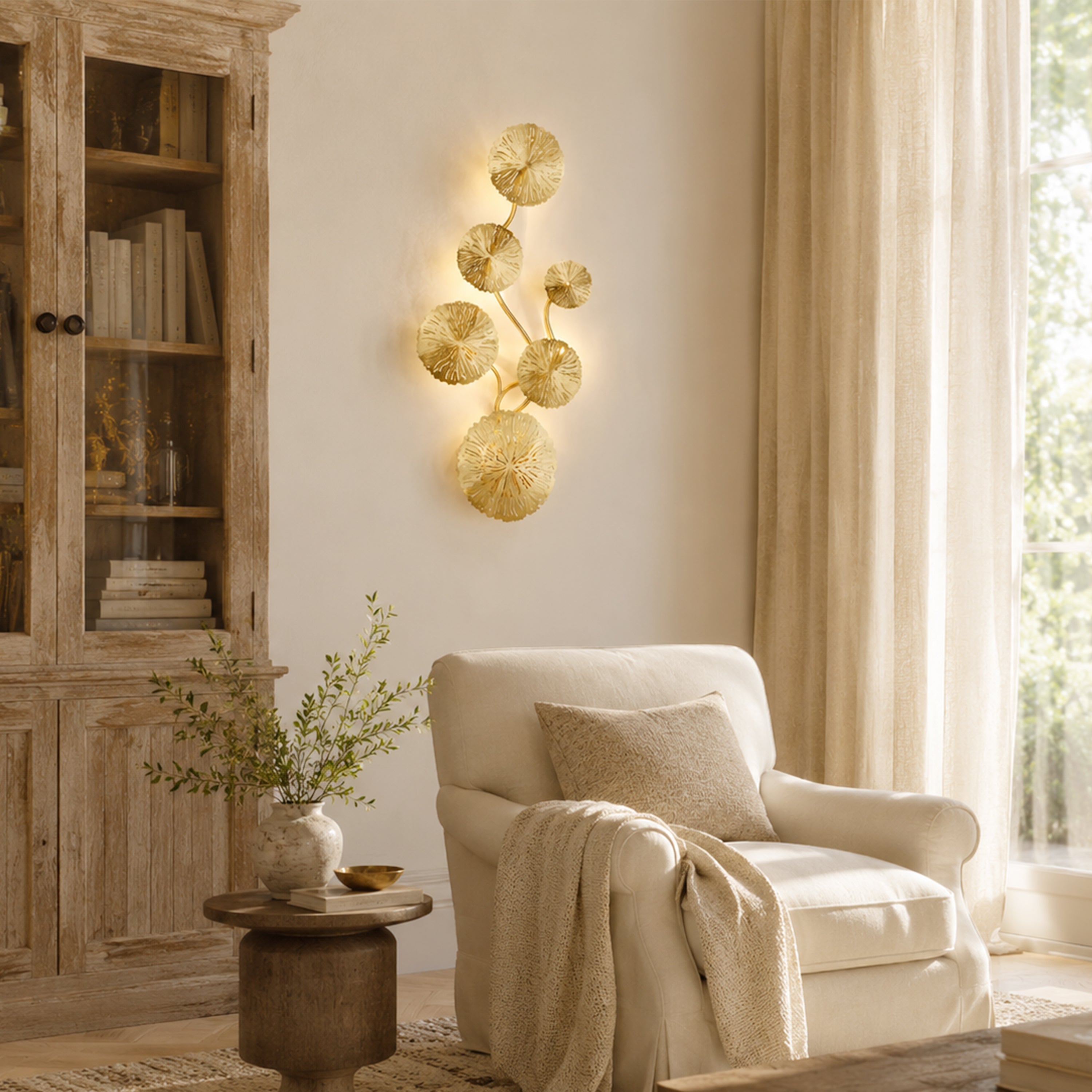 Sylira Metal Lotus Leaf Wall Sconce