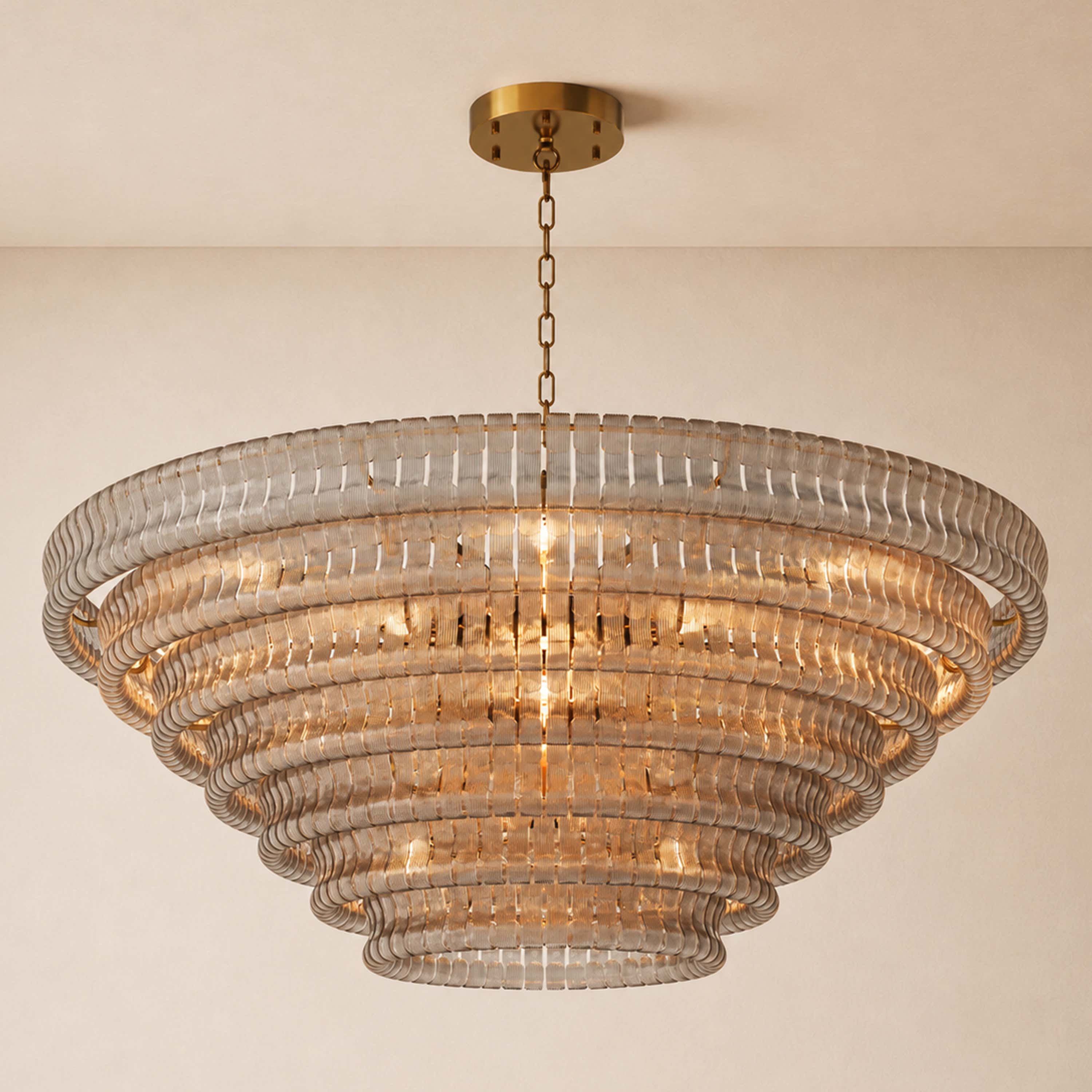 Ondalia Tiered Glass Custom Round Chandelier 48" 60"D