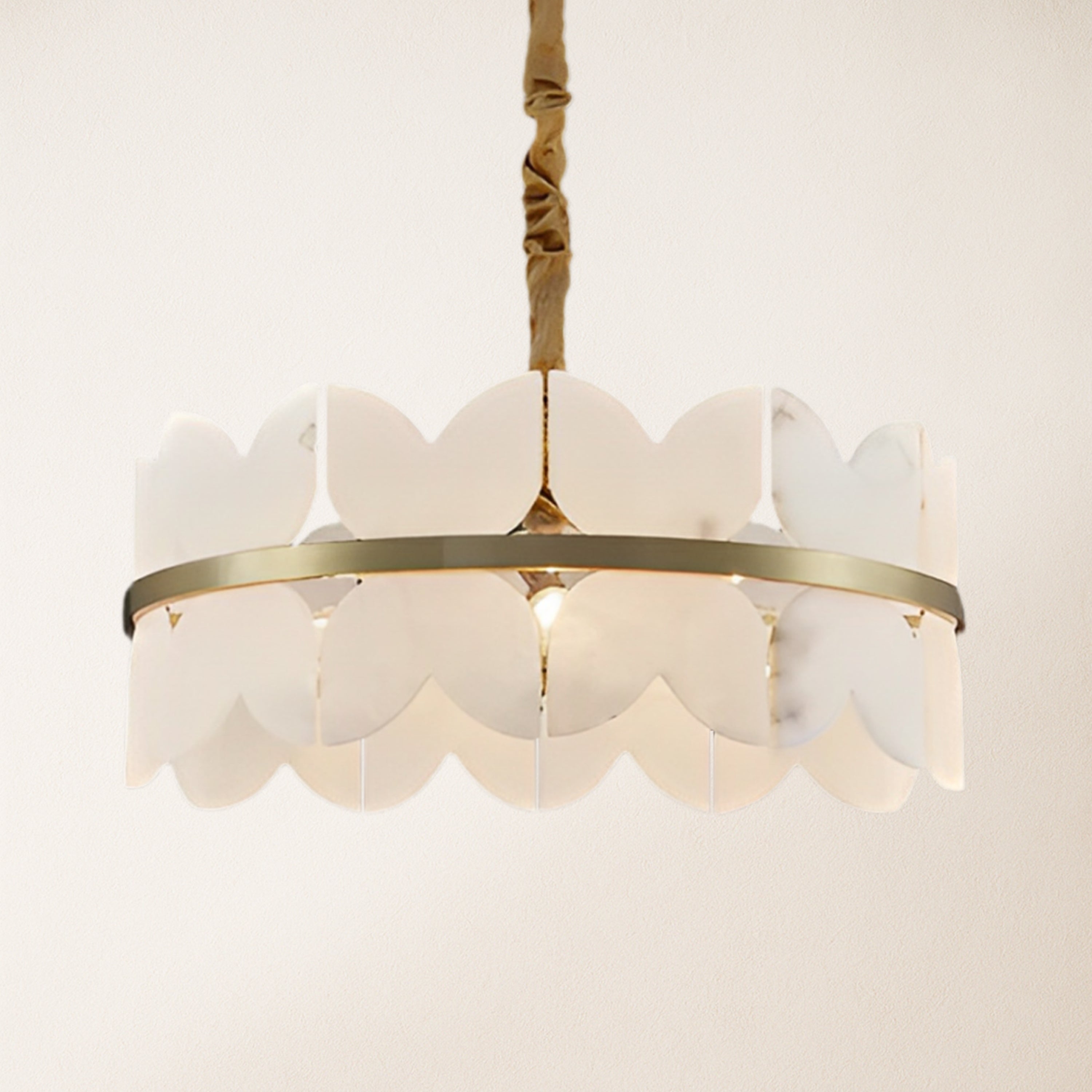Cloudscape Alabaster Brass 1-Layer Chandelier 61cm D