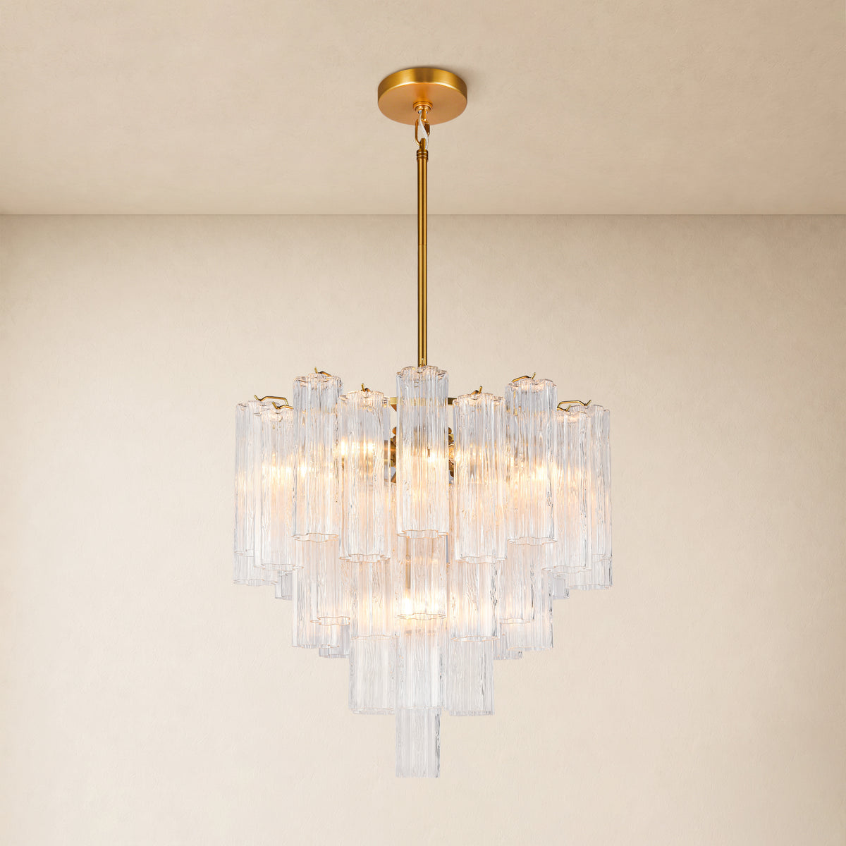 Lumeris Glass Tiered Round Chandelier 24"D