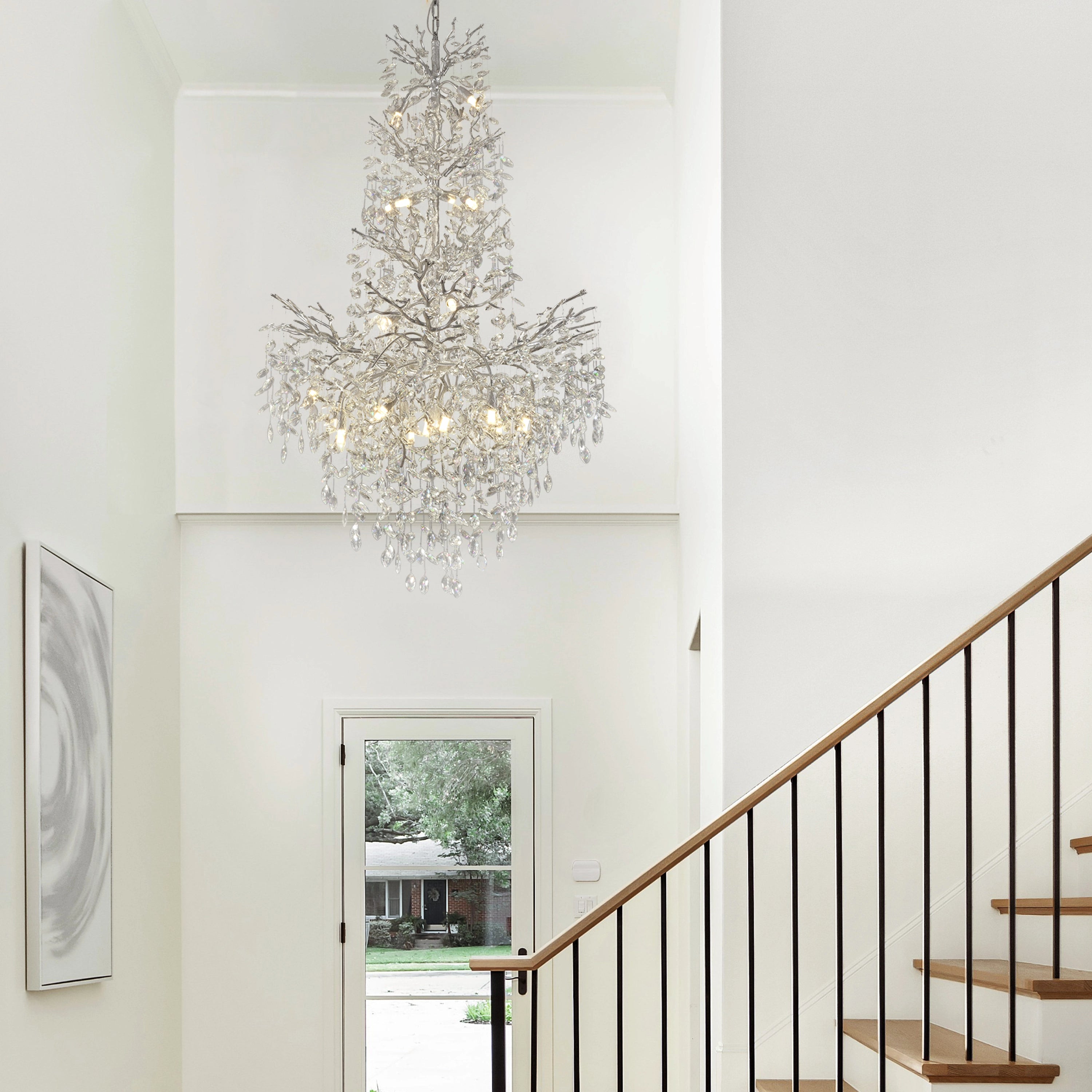 Frostleaf Crystal Cascade Grand Staircase Chandelier 155cm H