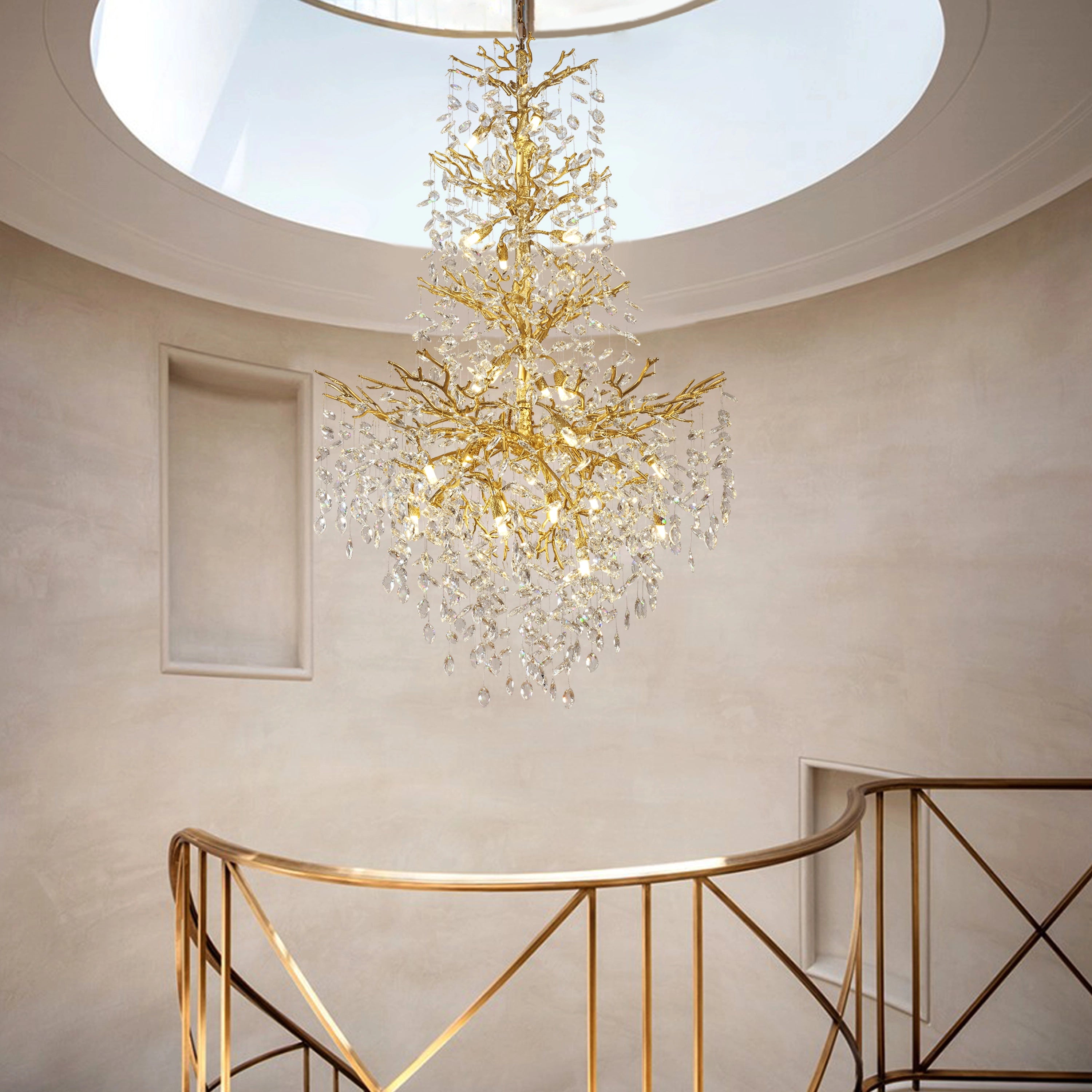 Frostleaf Crystal Cascade Grand Staircase Chandelier 155cm H