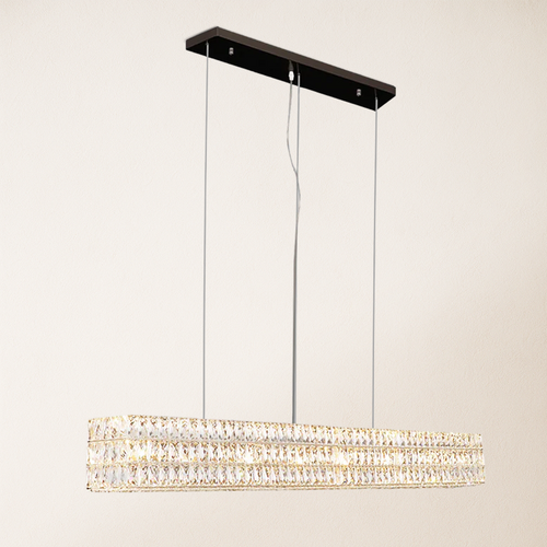 Mia Rectangular 3-Tier Crystal Chandelier 185 cm W