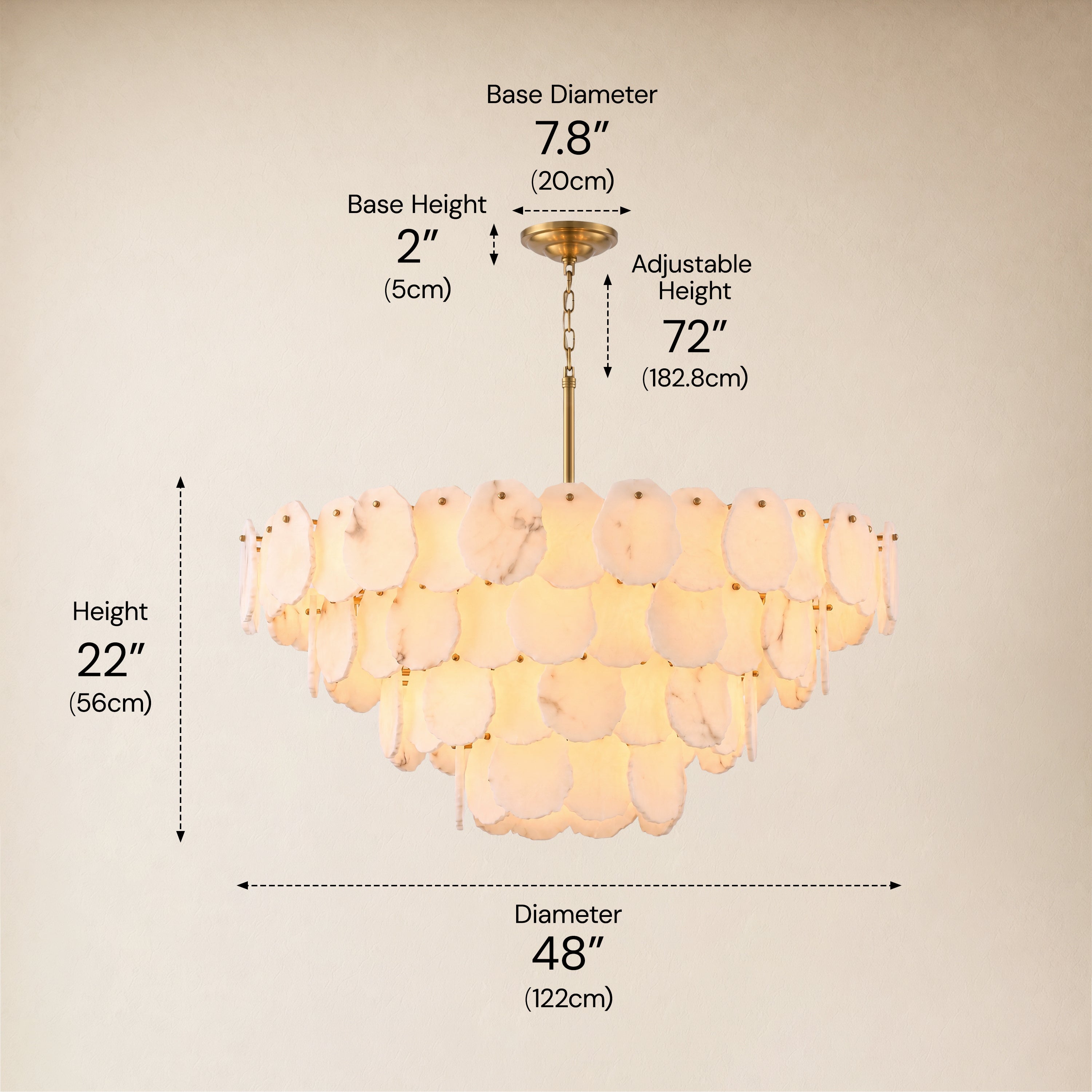 Moira Alabaster Multi-Tier Round Chandelier 48"D