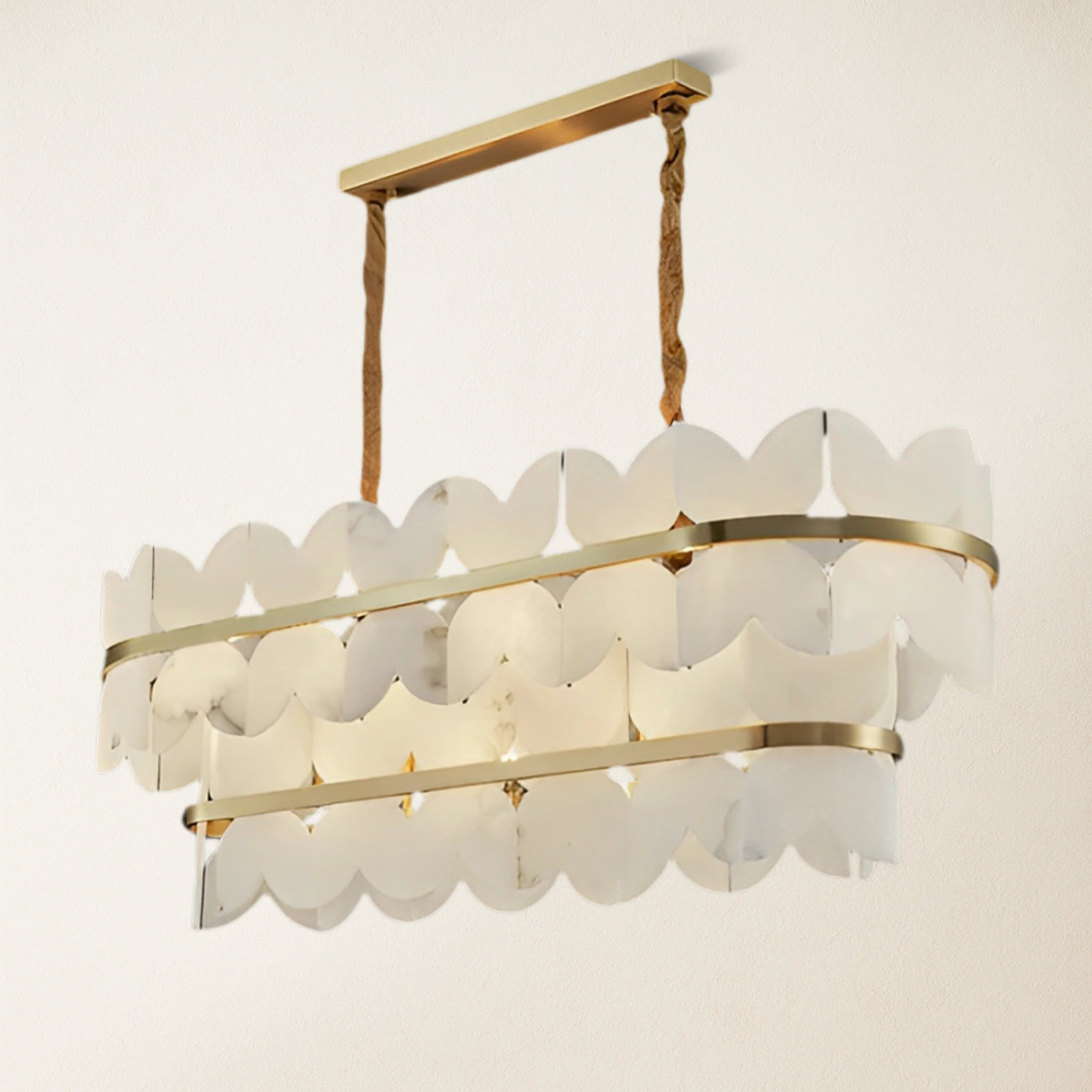 Cloudscape Alabaster 2-Tier Brass Chandelier 100cm