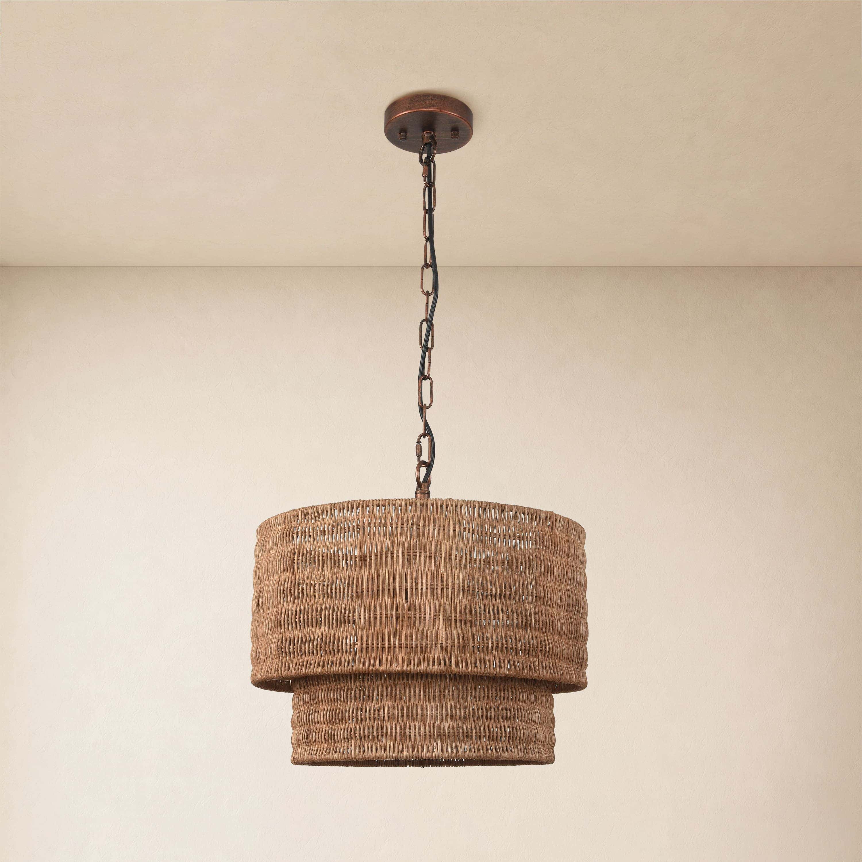 Cavana Rattan Round Pendant 16"D