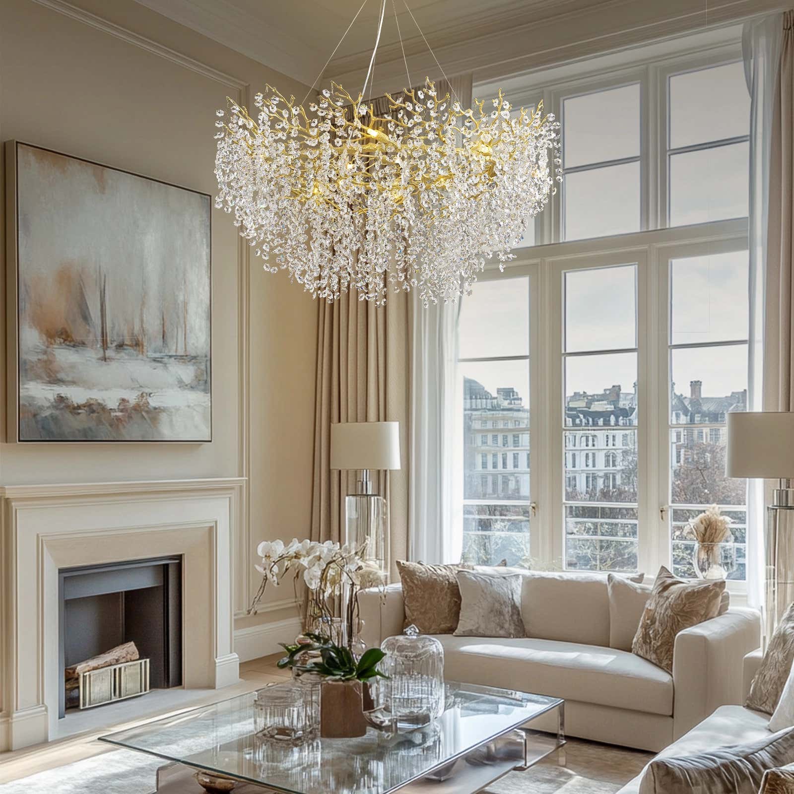 Lustre Branches Halo Chandelier 122cm