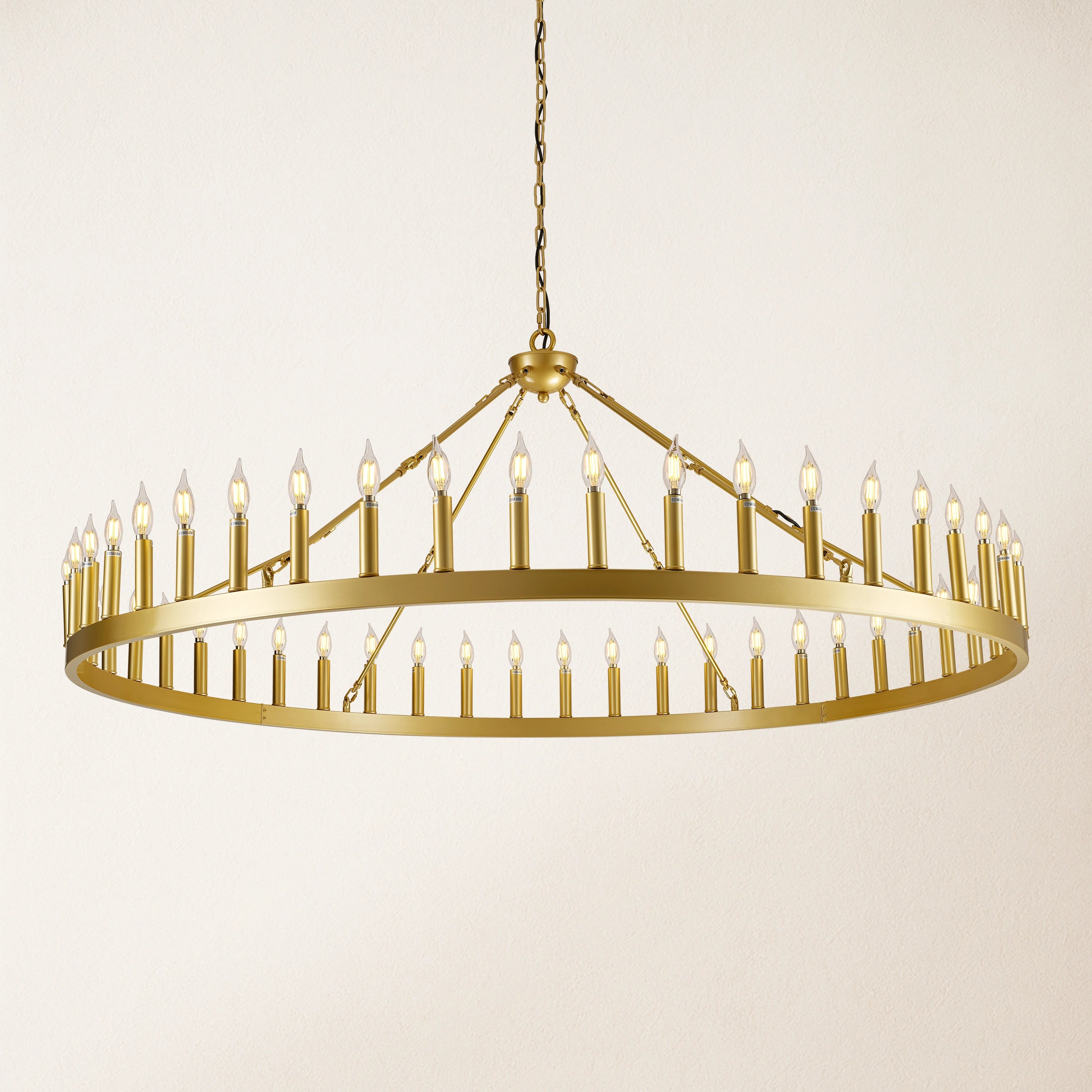 Wagon Wheel Candle Round Chandelier 163cm