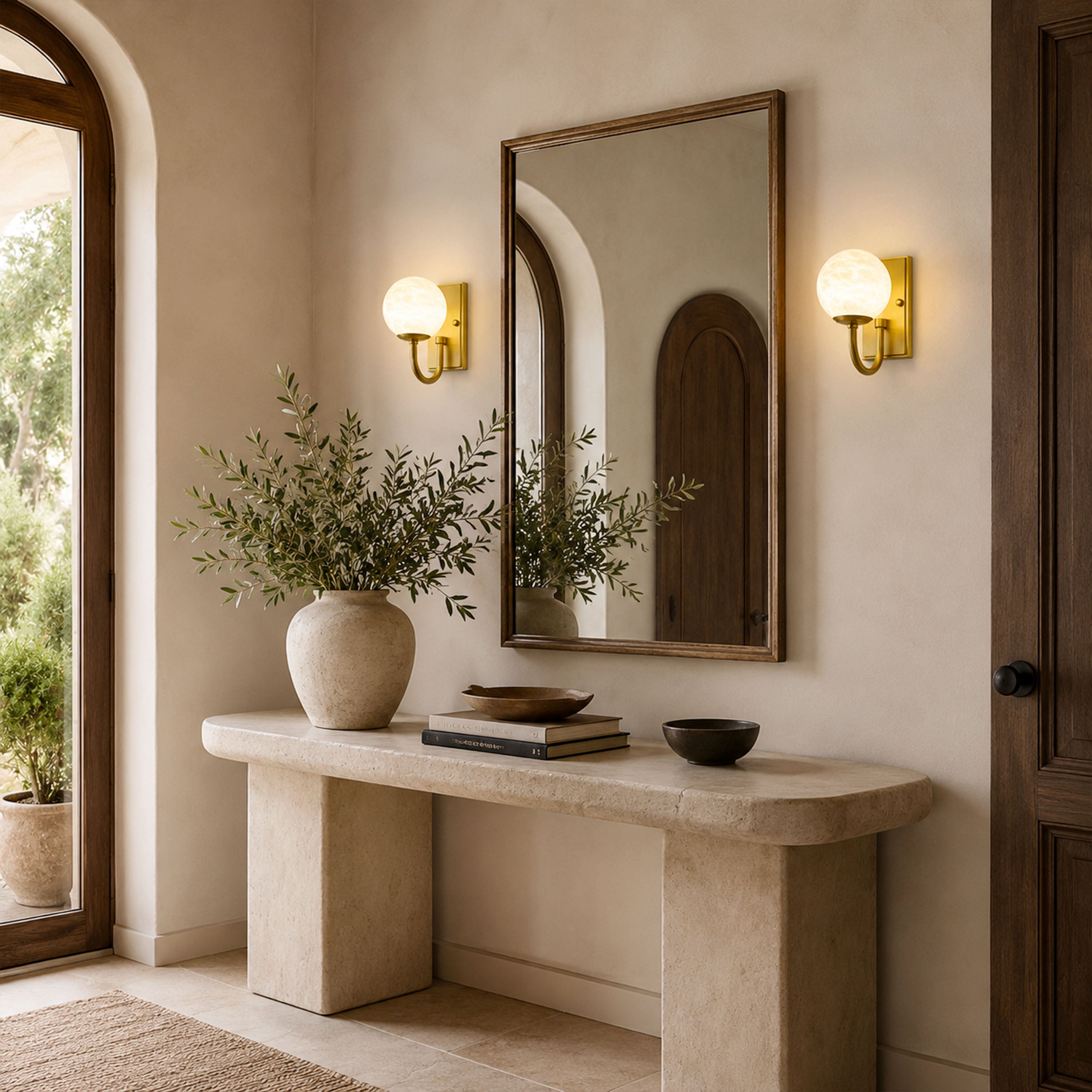 Solara Alabaster Globe Wall Sconce