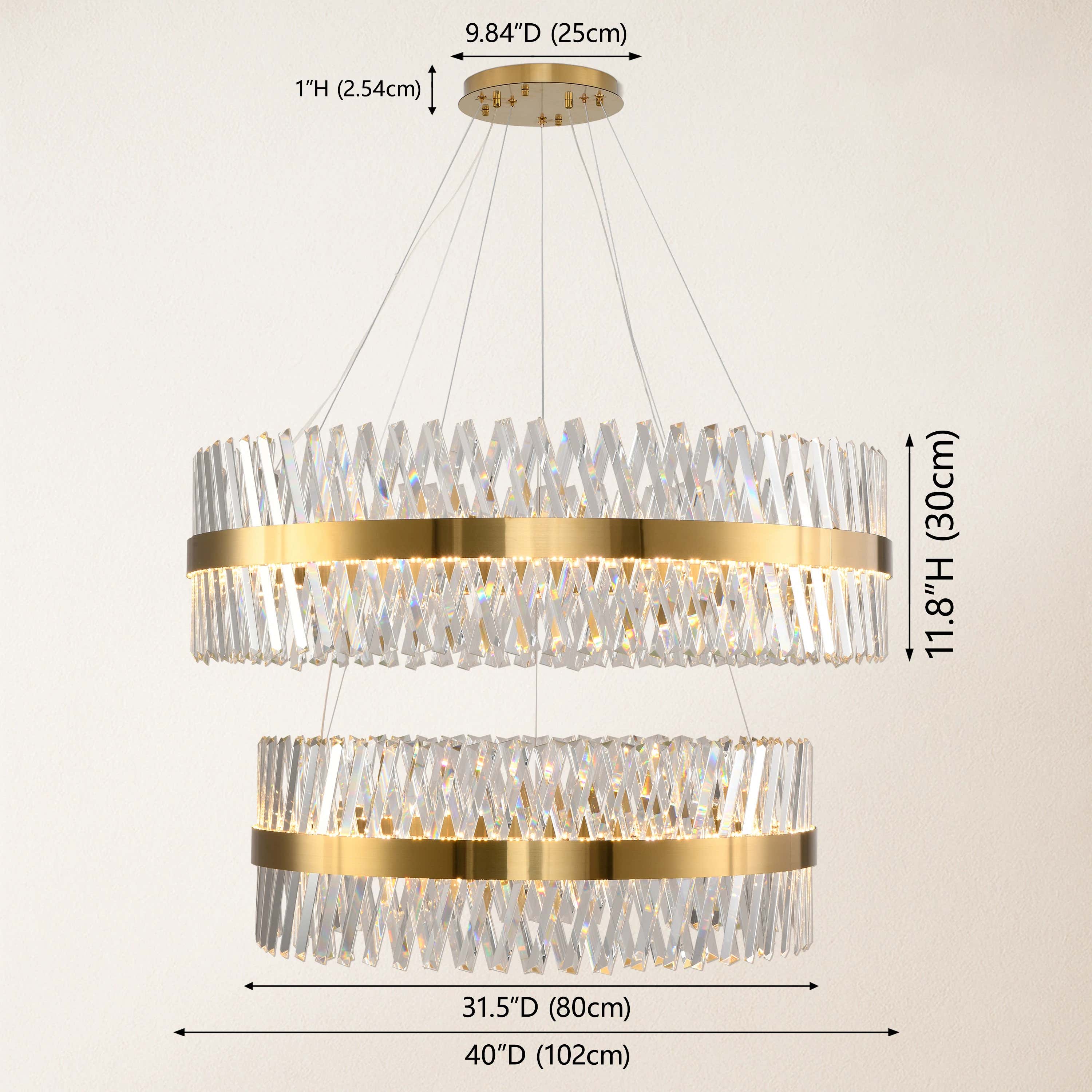 Vetro Prism Crystal 2-Tier Chandelier 102cm L