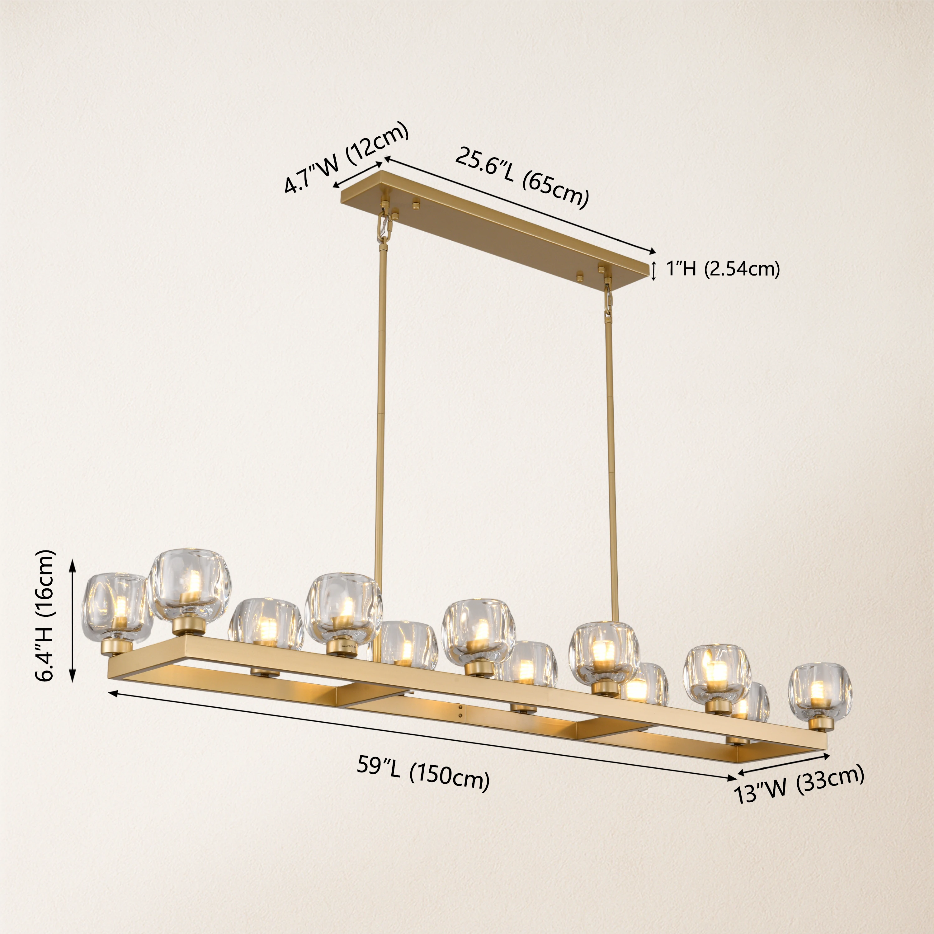 Vellum Rectangular Chandelier 150cm L