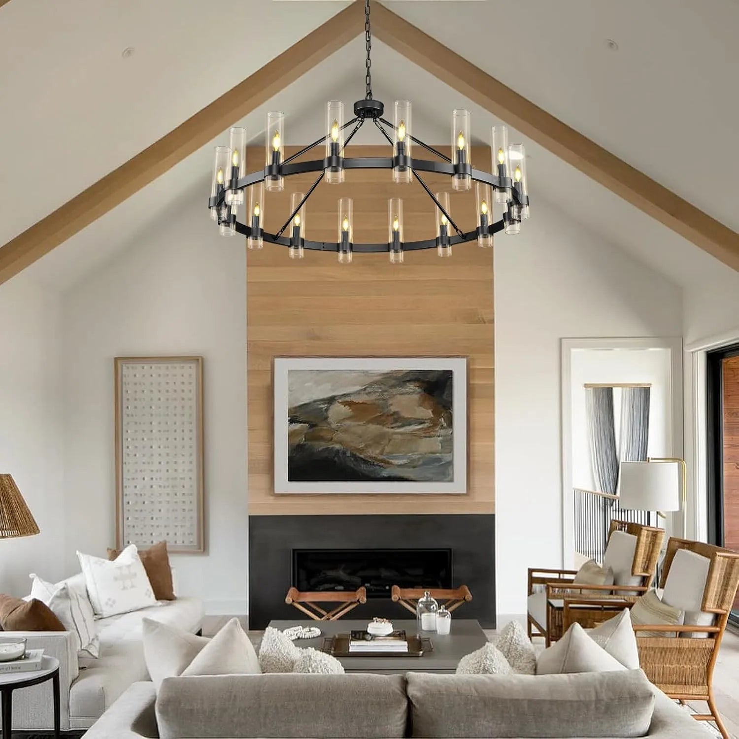 Cylora Glass Tube Round Chain Chandelier 152cm