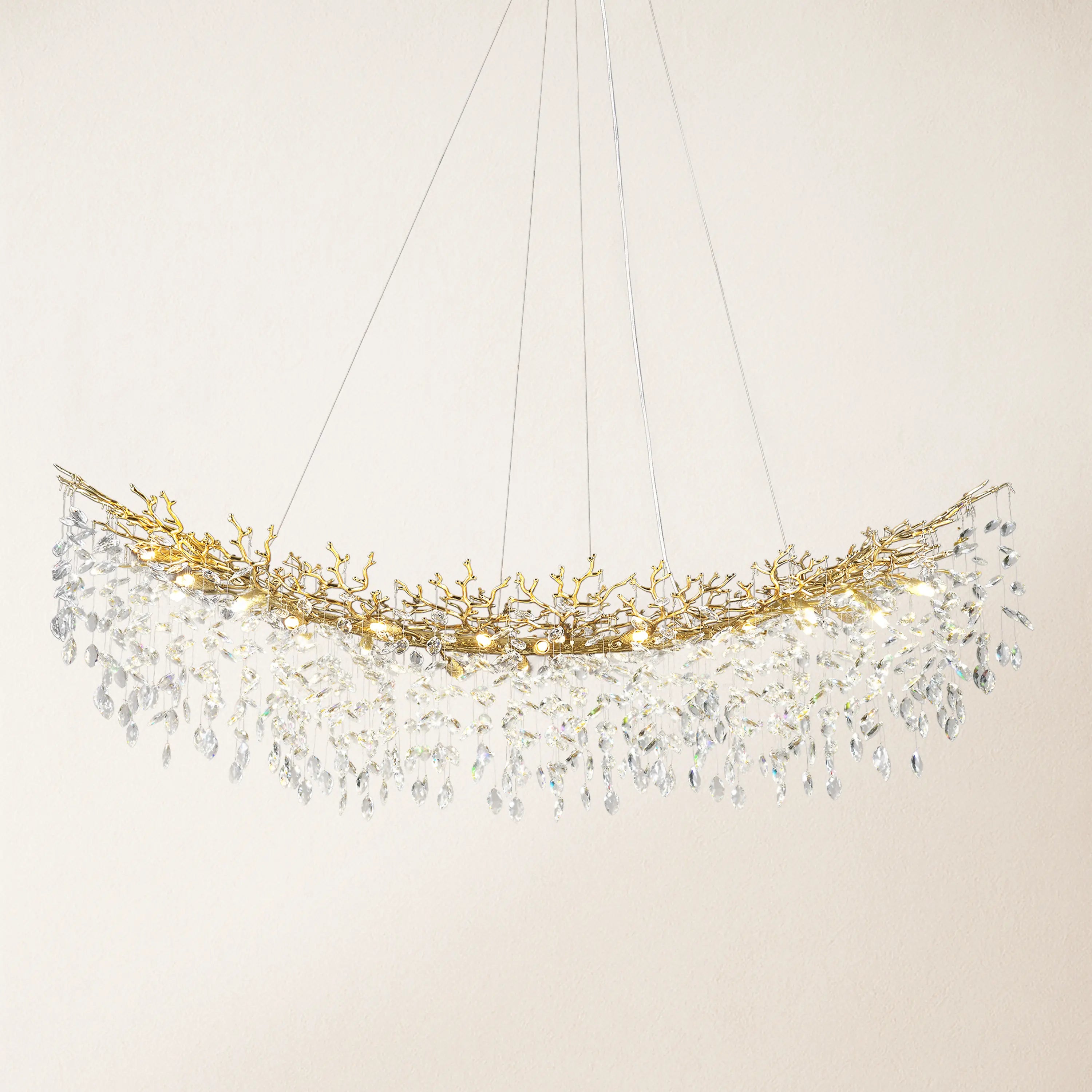 Frostleaf Crystal Cascade Tree Branch Linear Chandelier 183cm