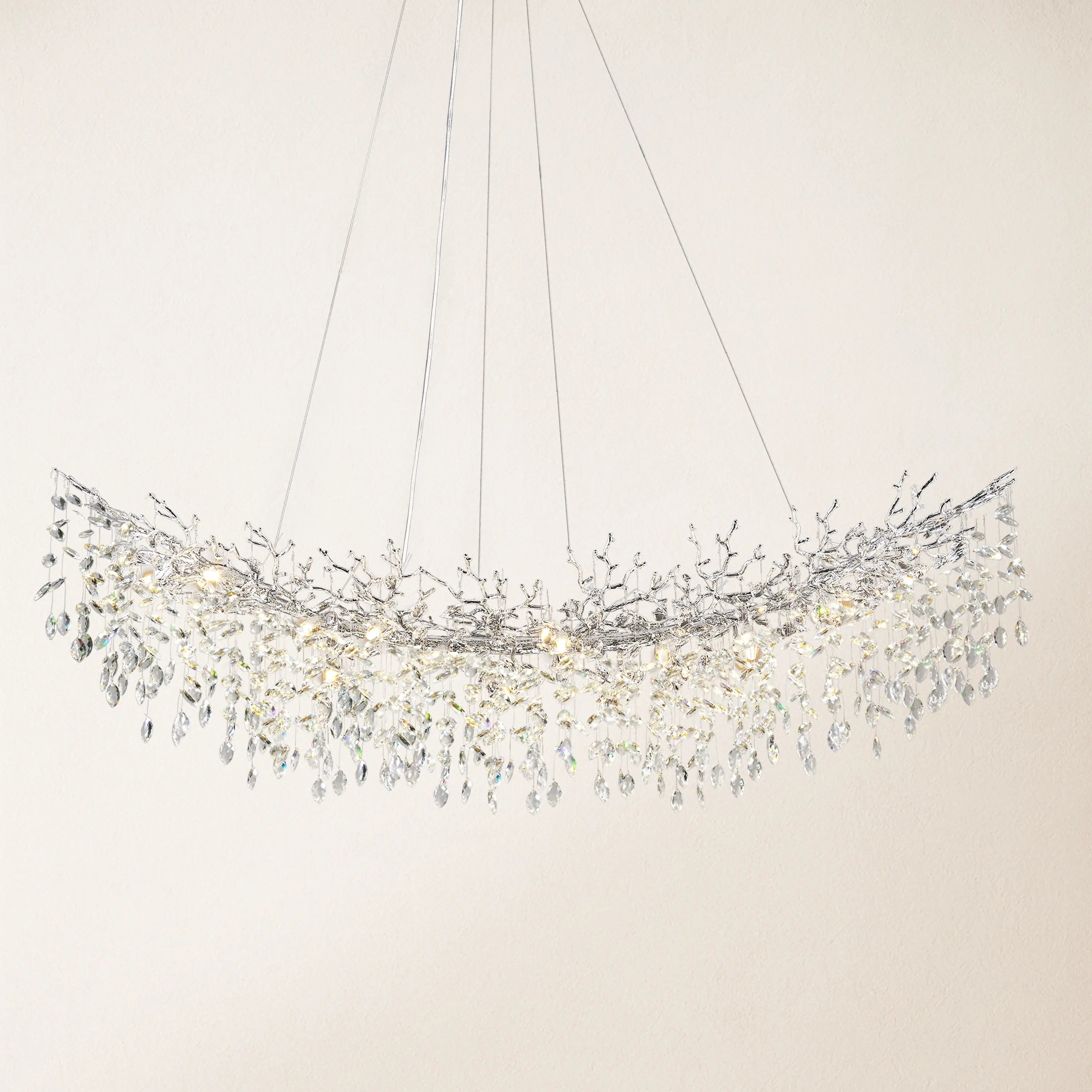 Frostleaf Crystal Cascade Tree Branch Linear Chandelier 183cm