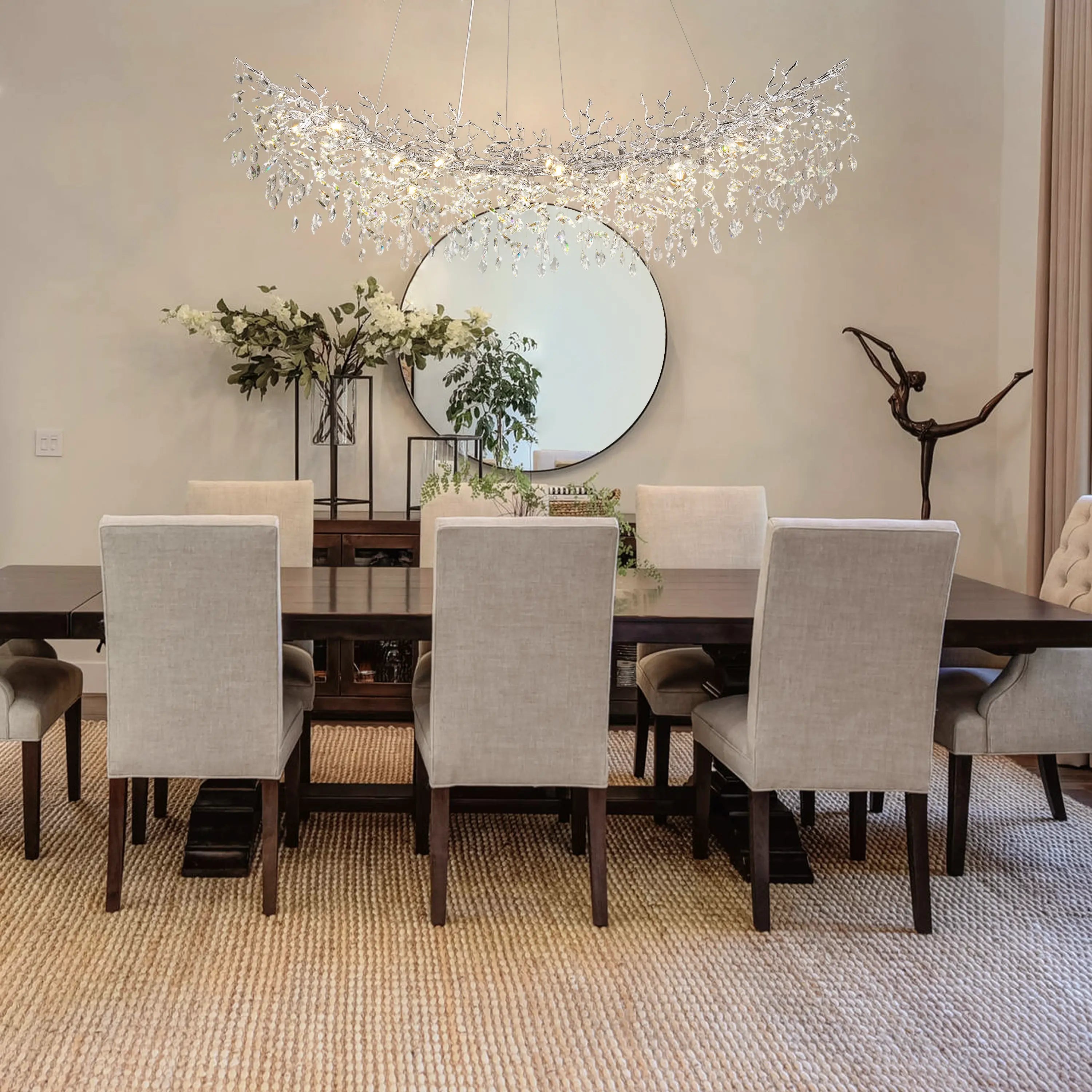 Frostleaf Crystal Cascade Tree Branch Linear Chandelier 183cm