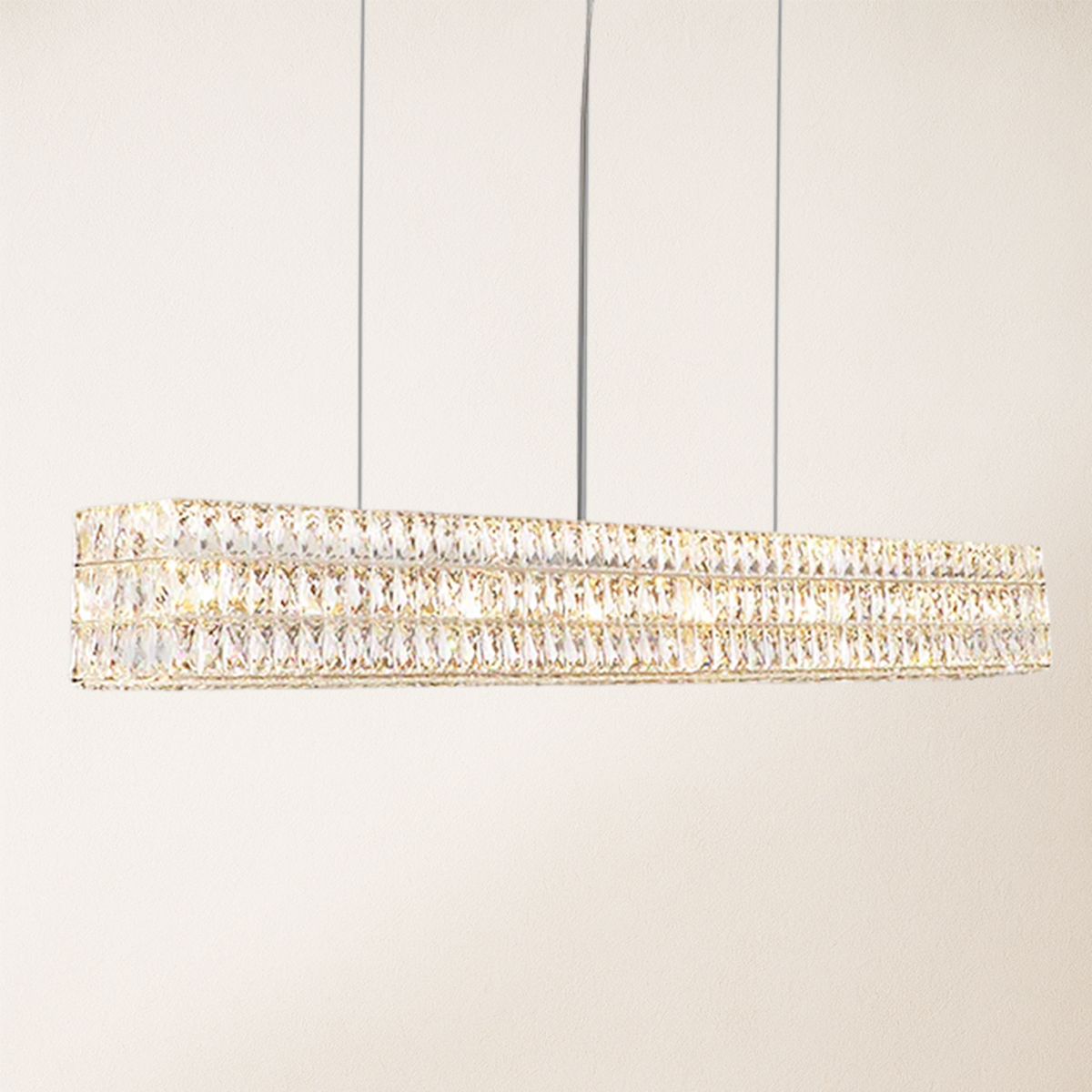 Mia Rectangular 3-Tier Crystal Chandelier 185 cm W