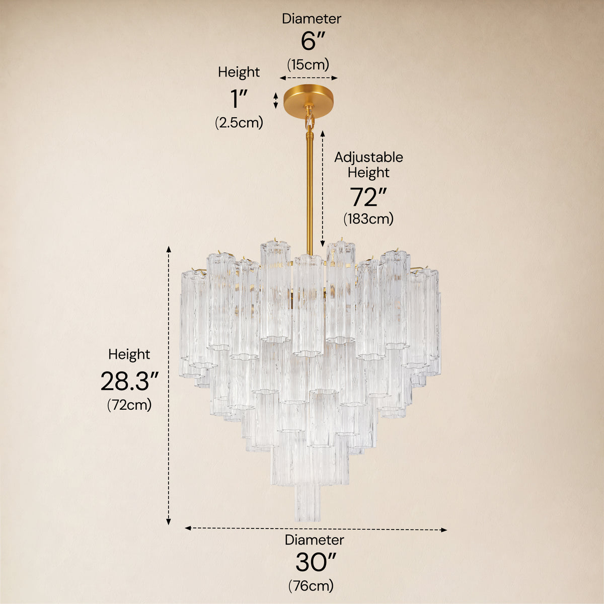 Dawel Glass Tiered Round Chandelier 30"D