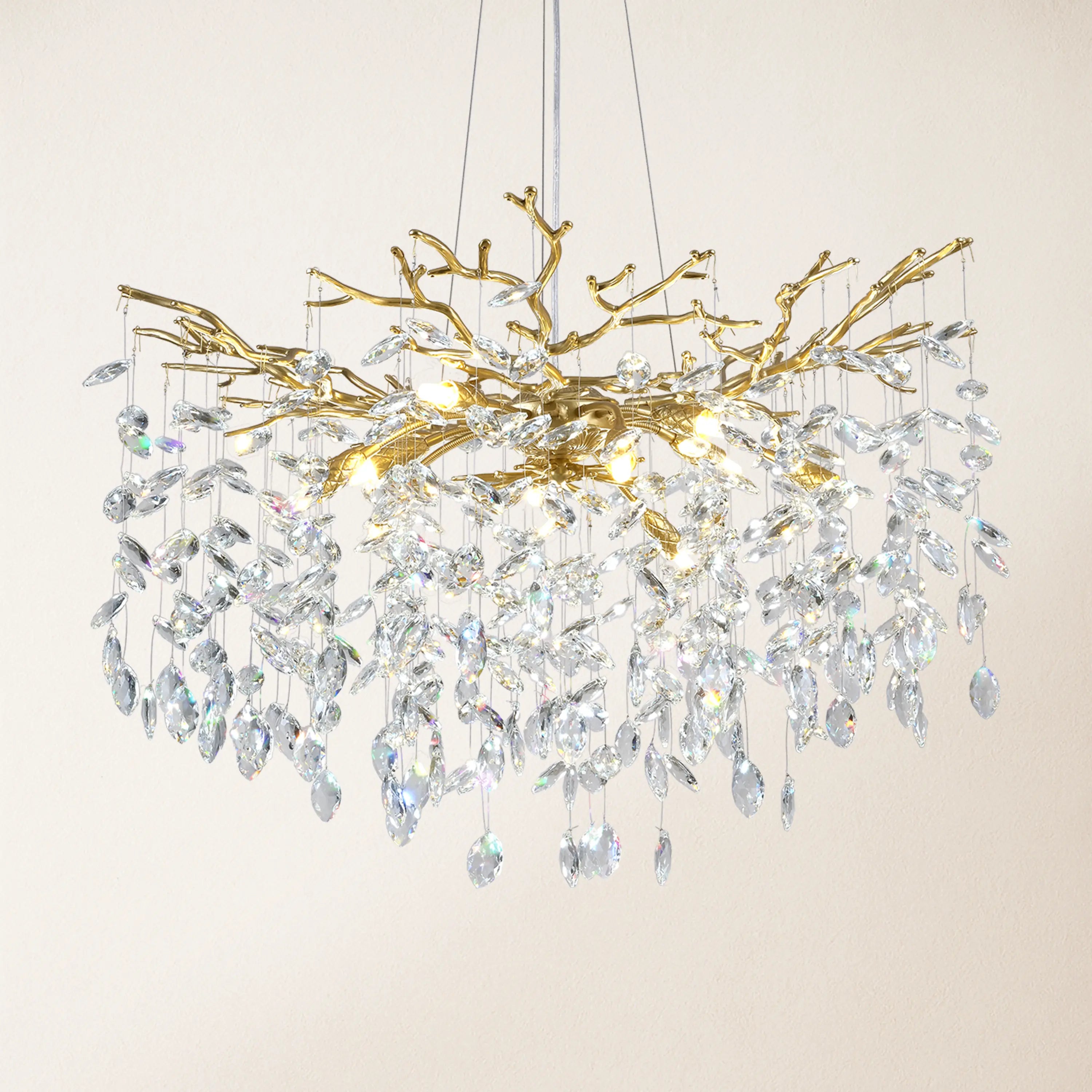 Frostleaf Crystal Cascade Branch Round Chandelier 76cm