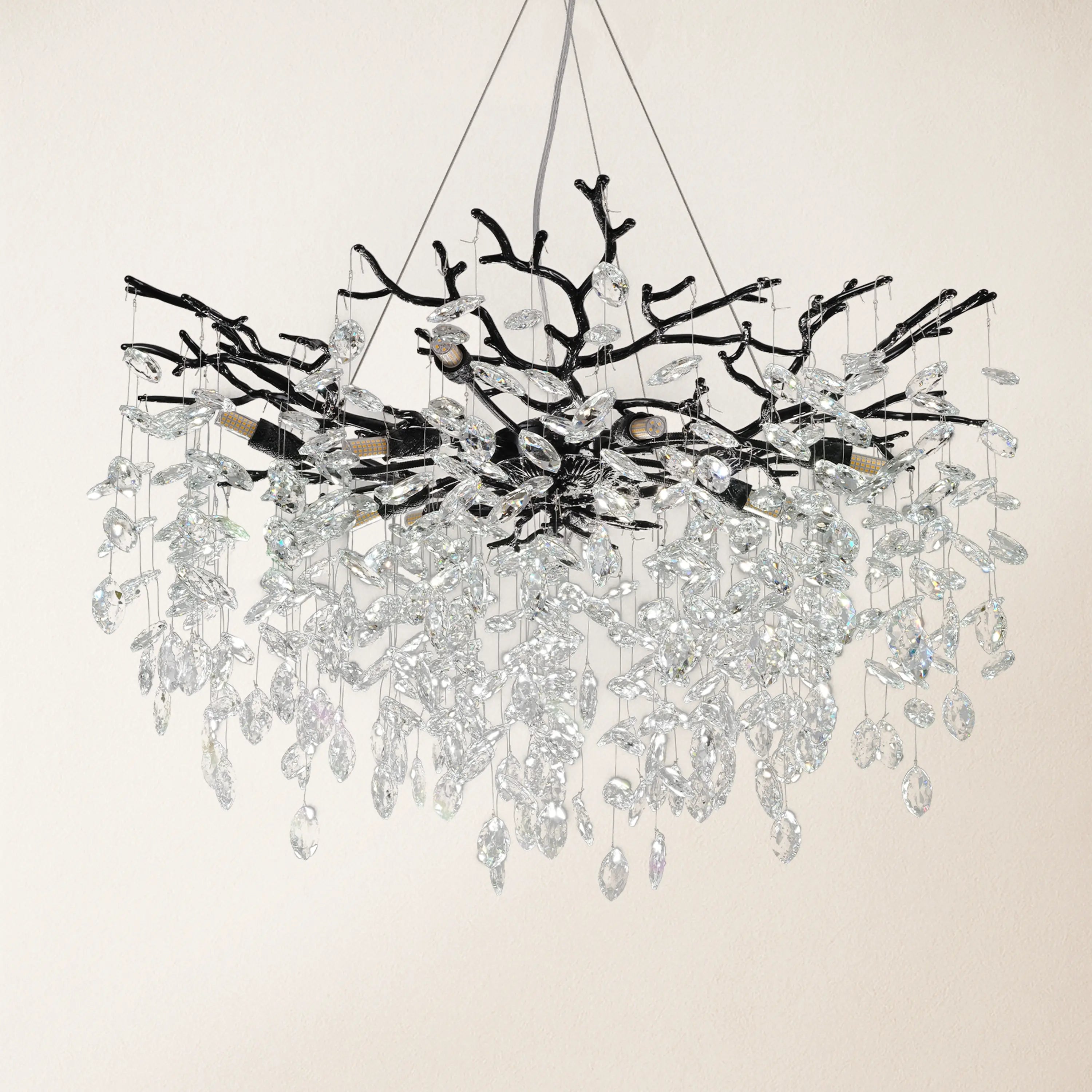 Frostleaf Crystal Cascade Branch Round Chandelier 76cm