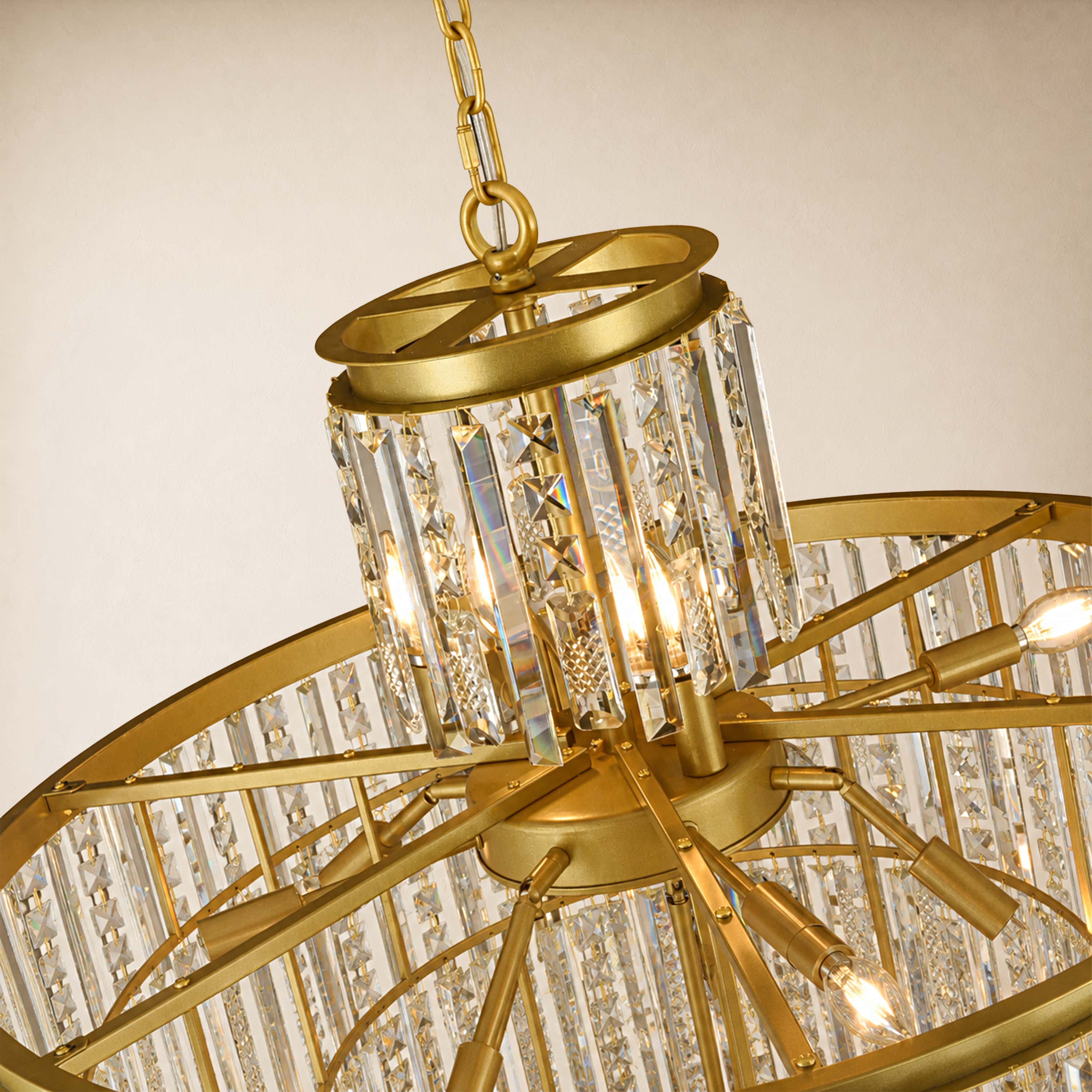 Lucentra Crystal Tiered Round Pendant 32"D