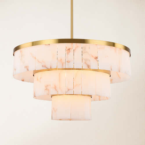 Solmare Alabaster Round Chandelier 34"#Finish_Gold
