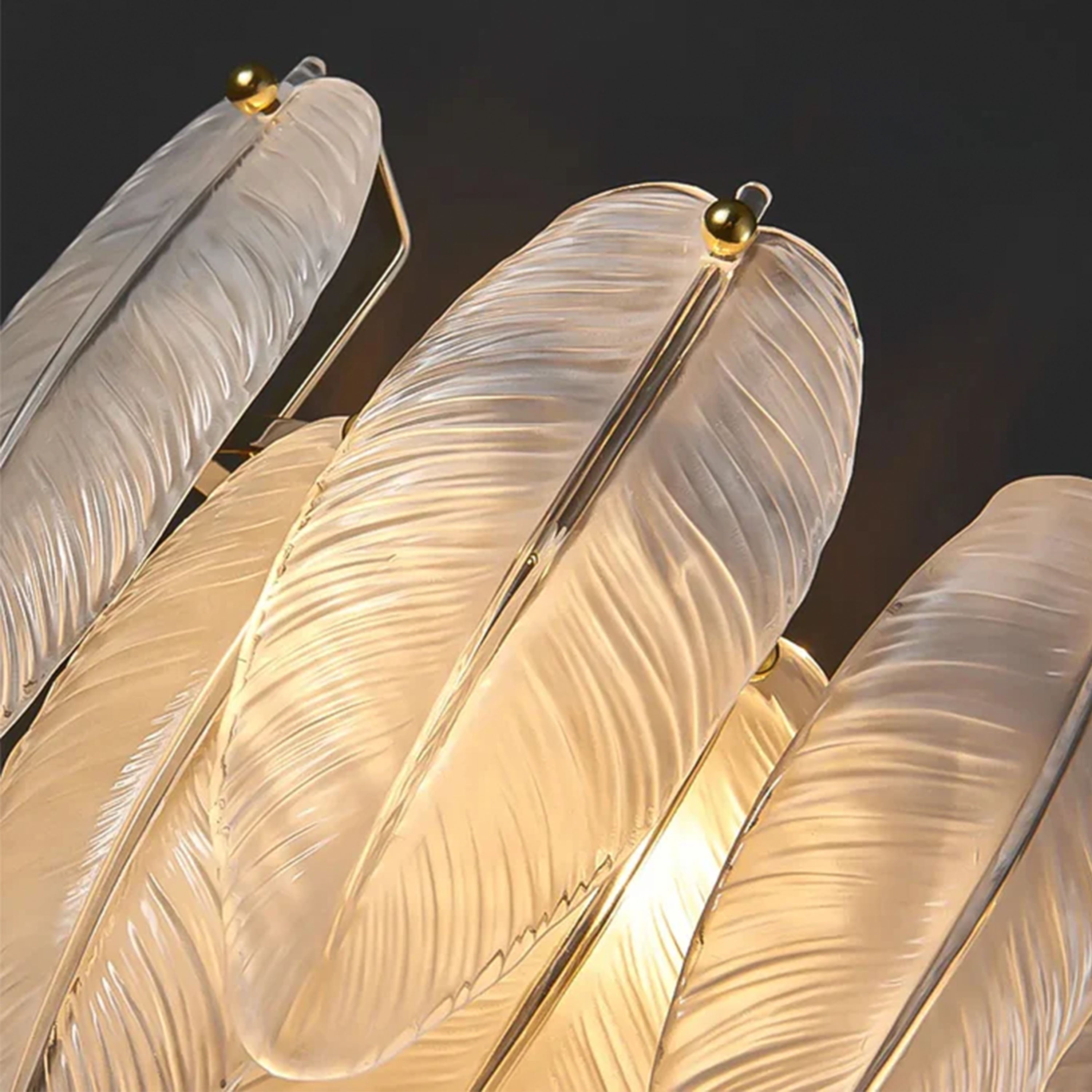 Avelis Glass Feather Round Chandelier 60cm D