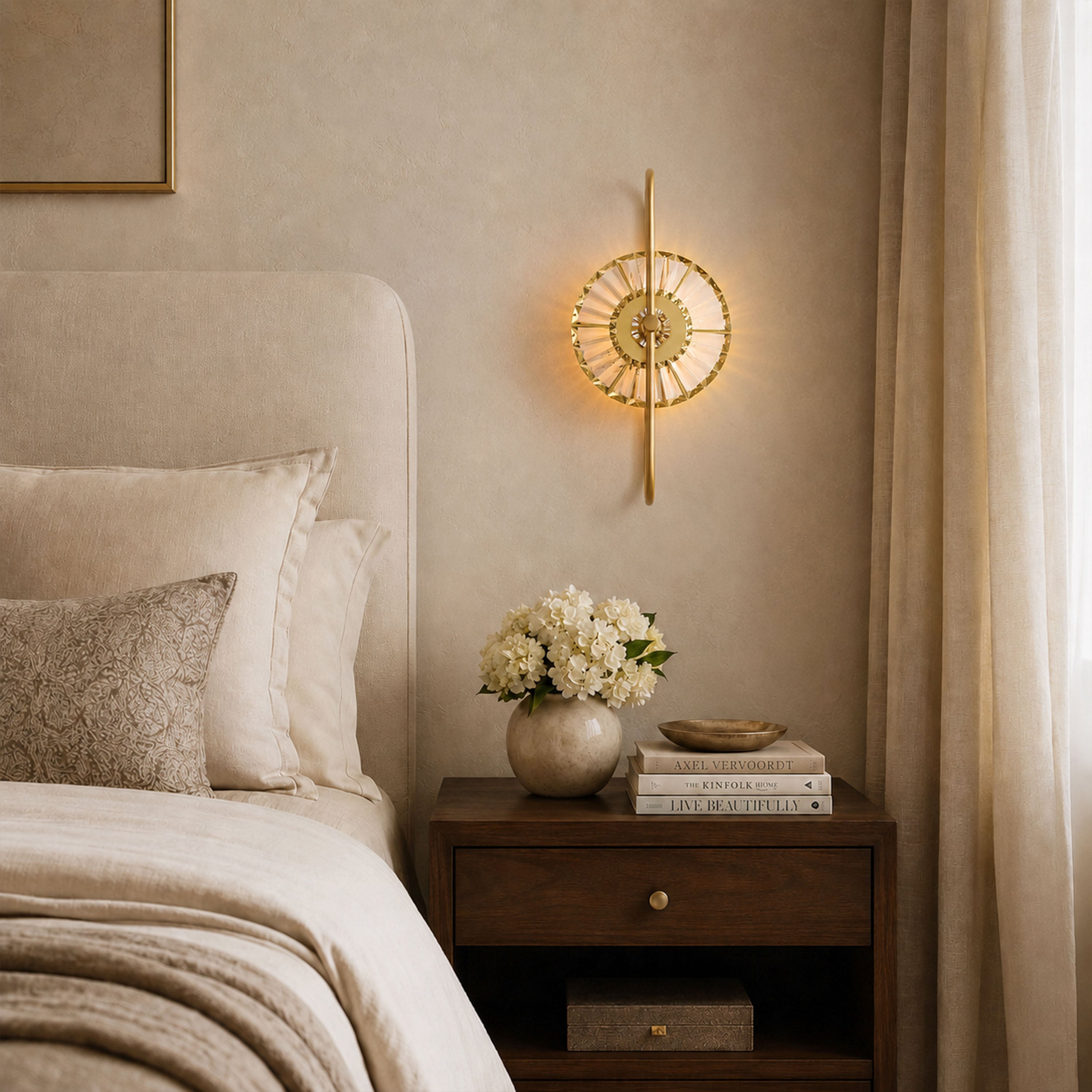Orythea Crystal Sunburst Wall Sconce