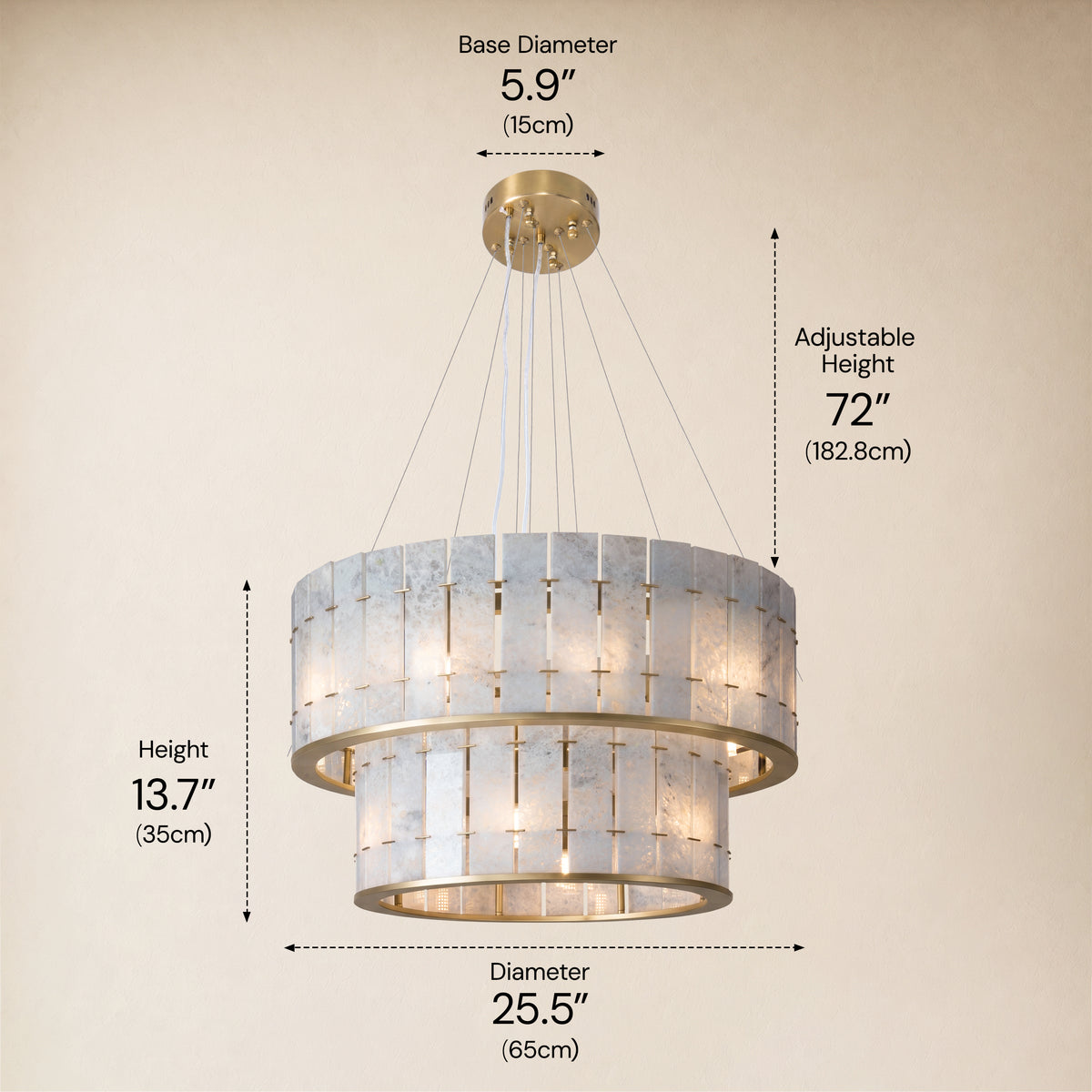 Pietra Blude Marble Two-Tier Round Chandelier 25.5"D