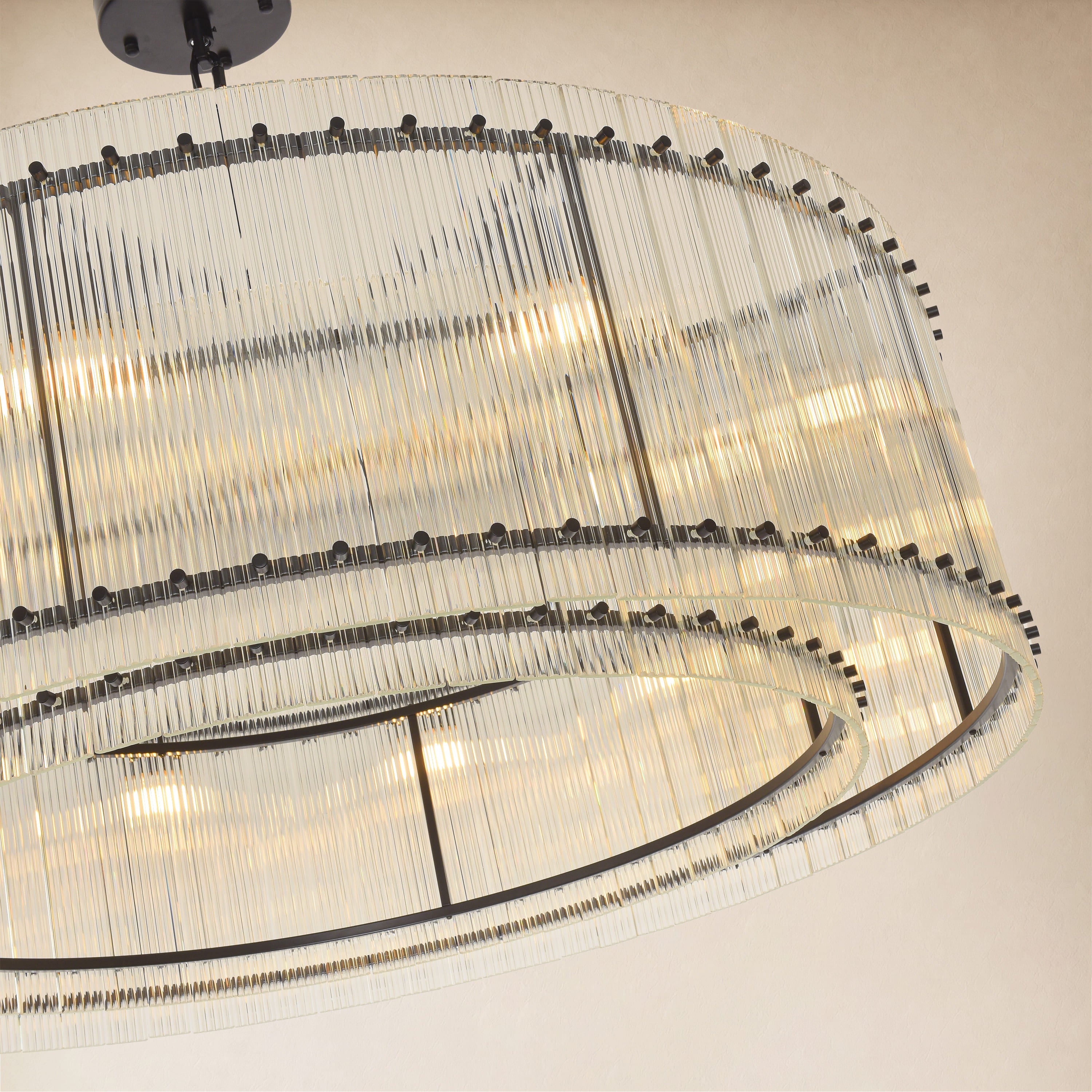 Solvayne Ribbed Glass Round Chandelier 48"D