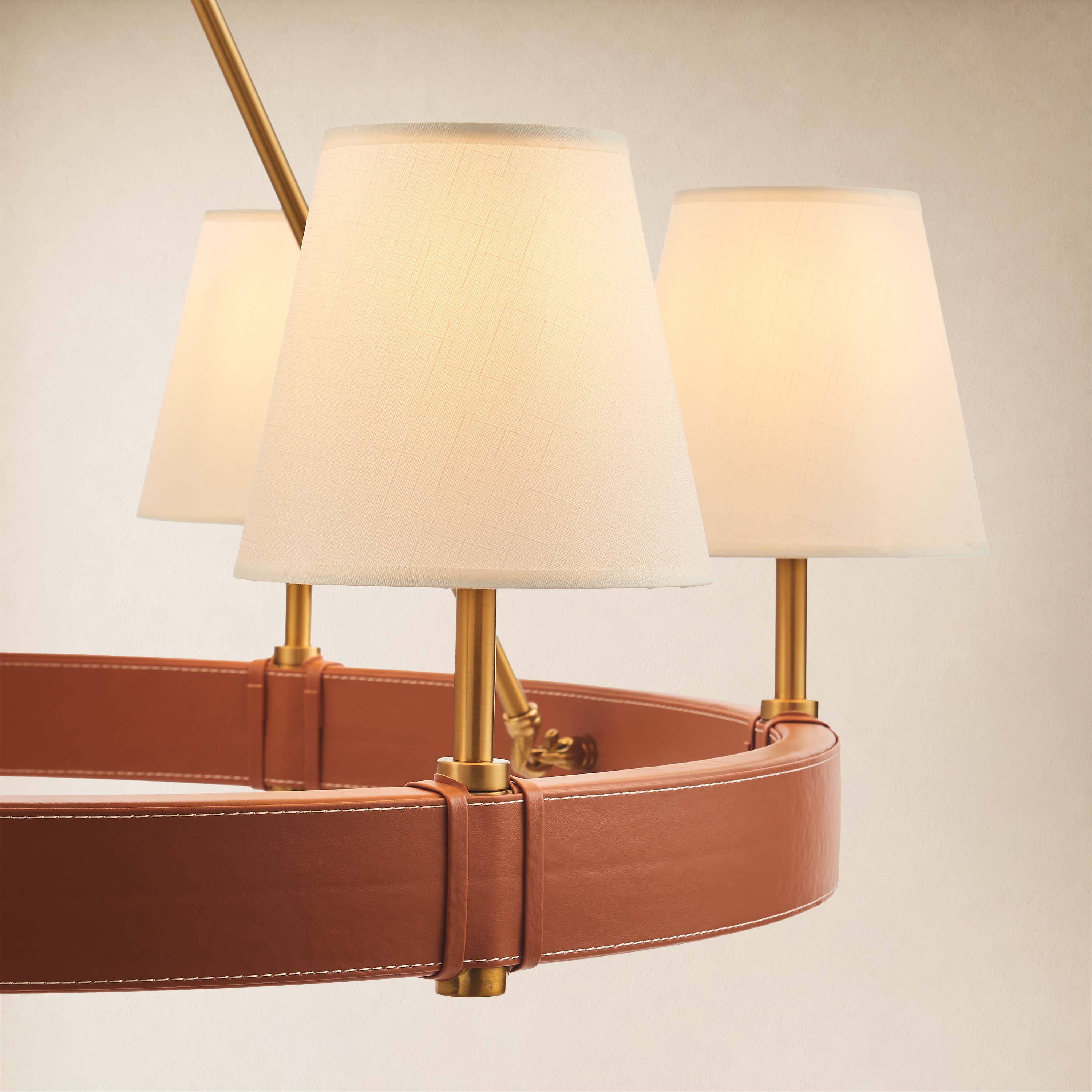 Corvella Leather Custom Round Chandelier 48" 60"W