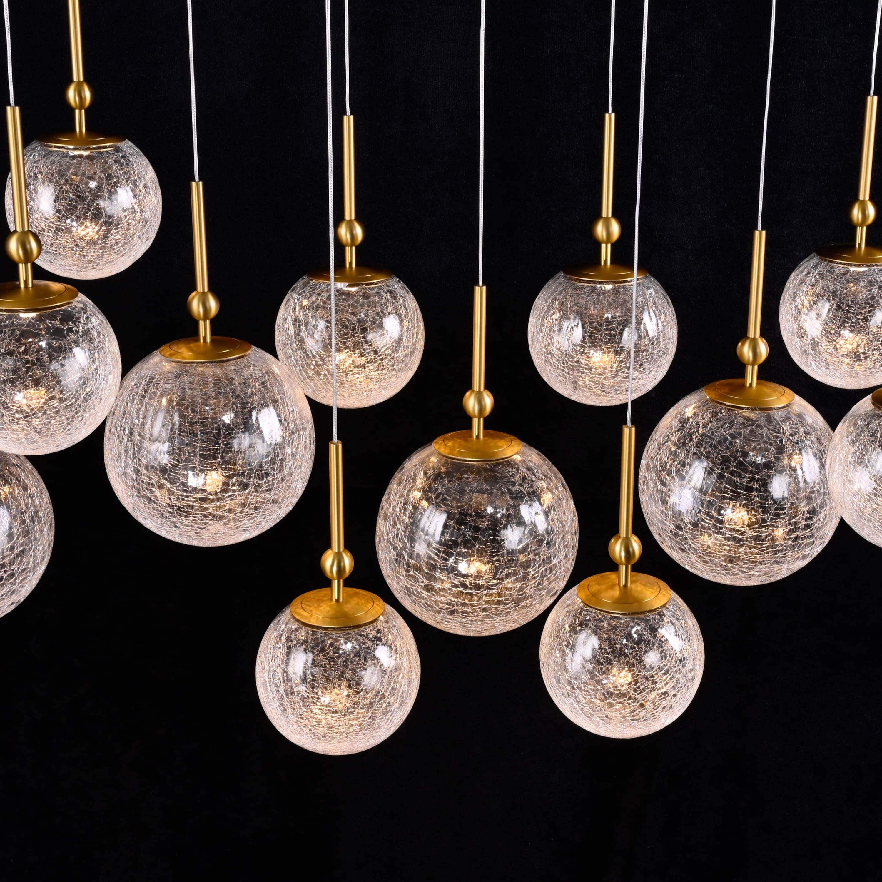 Elowen Crackled Glass Cluster Rectangular Chandelier