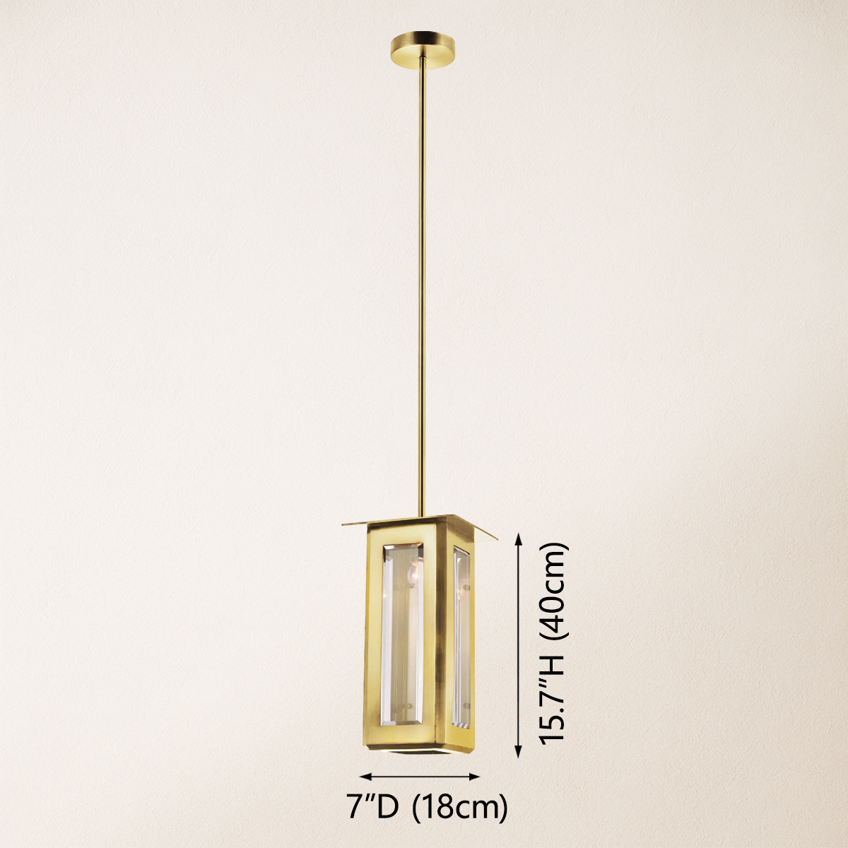 Baluster Rectangle Glass Pendant 18cm W