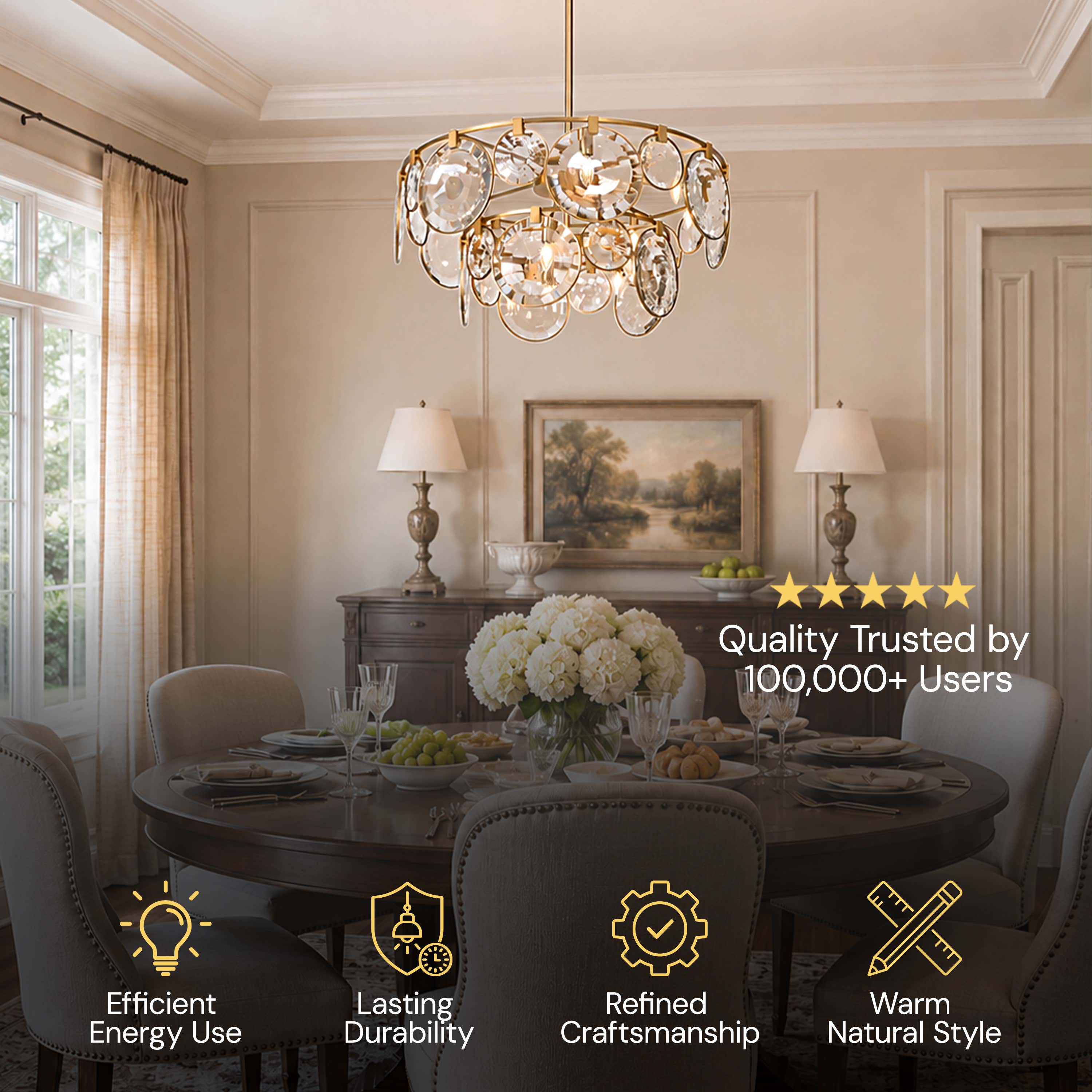 Lucentia Crystal Disc Round Chandelier 40"D