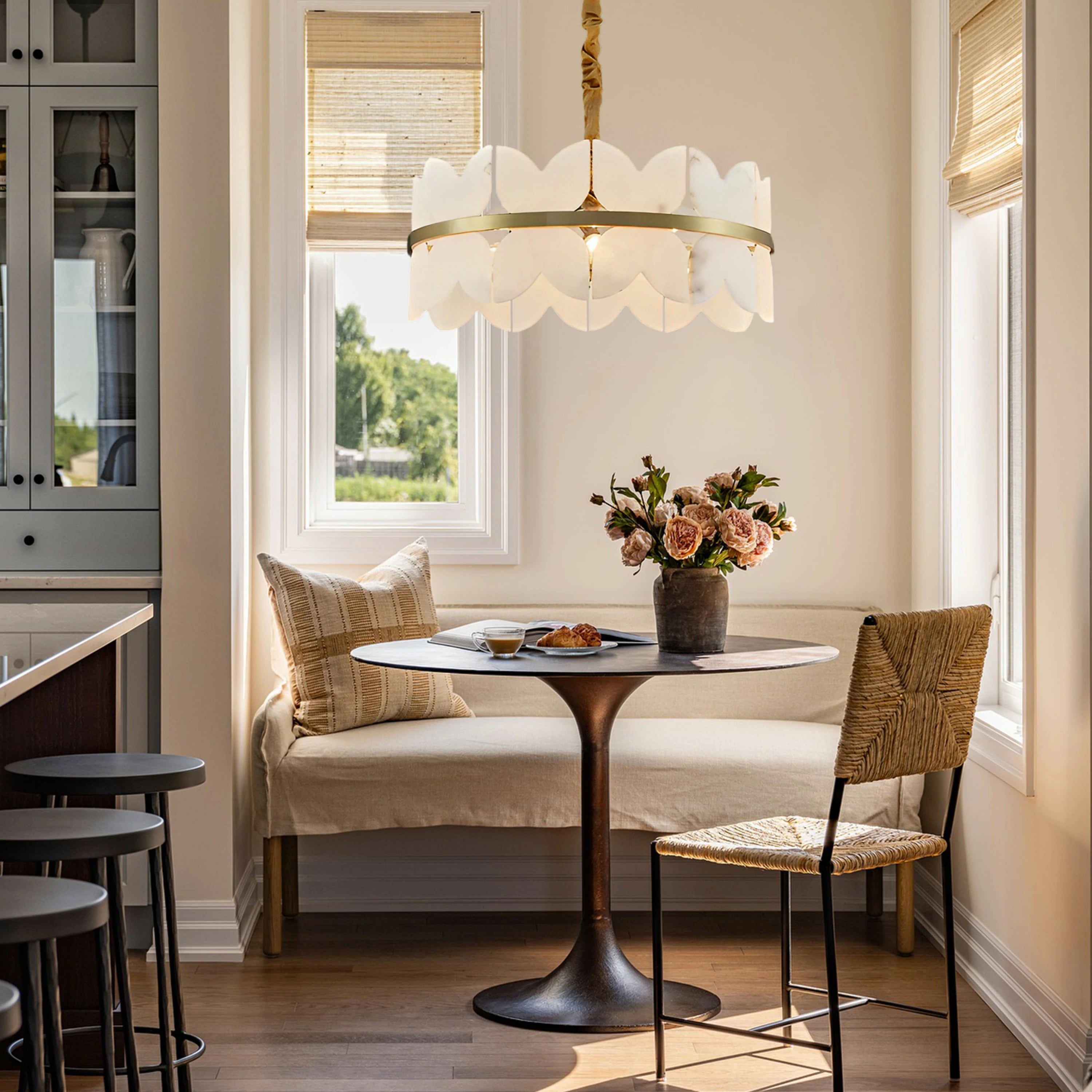 Cloudscape Alabaster Brass 1-Layer Chandelier 80cm D