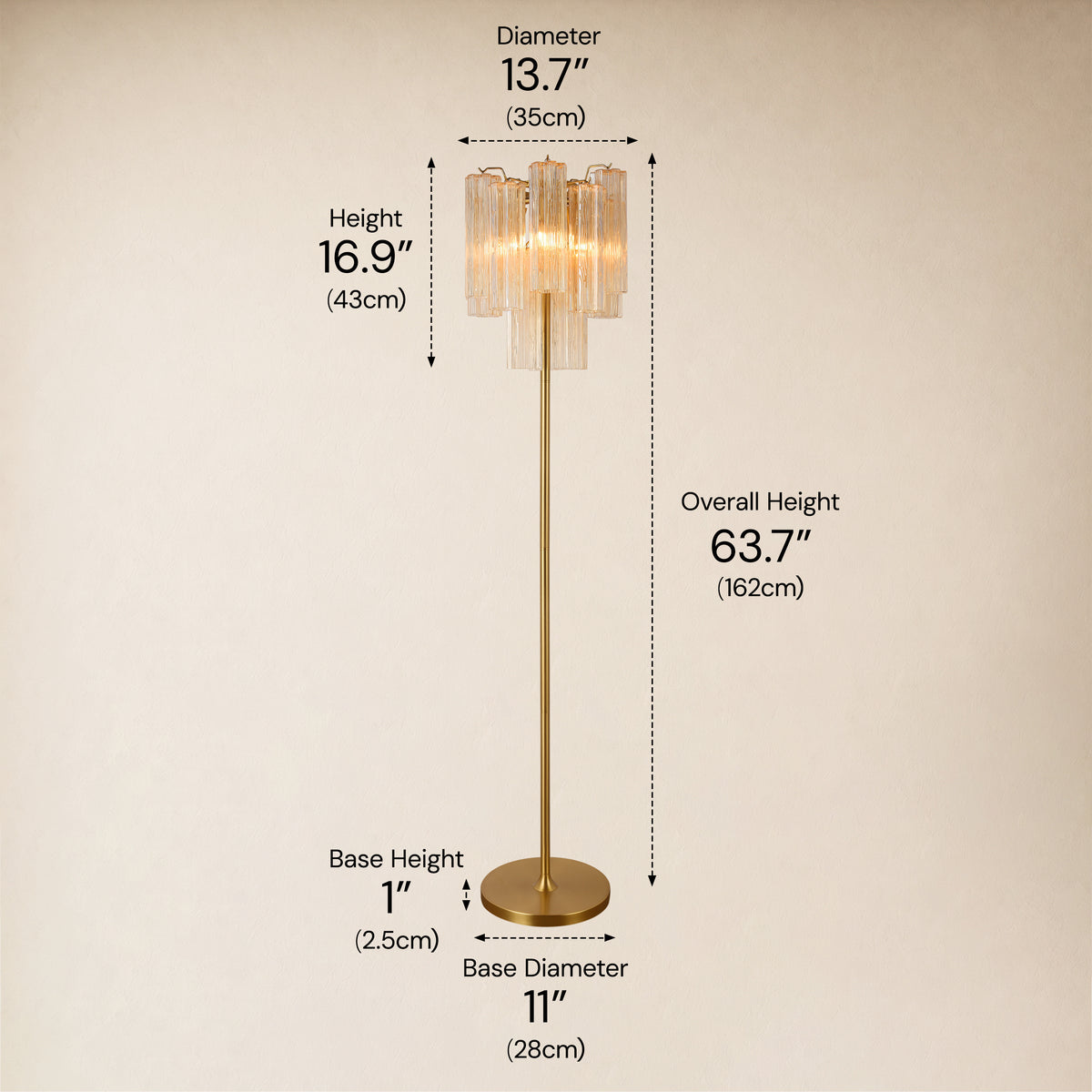 Lumeris Glass Tiered Floor Lamp 13.7"D