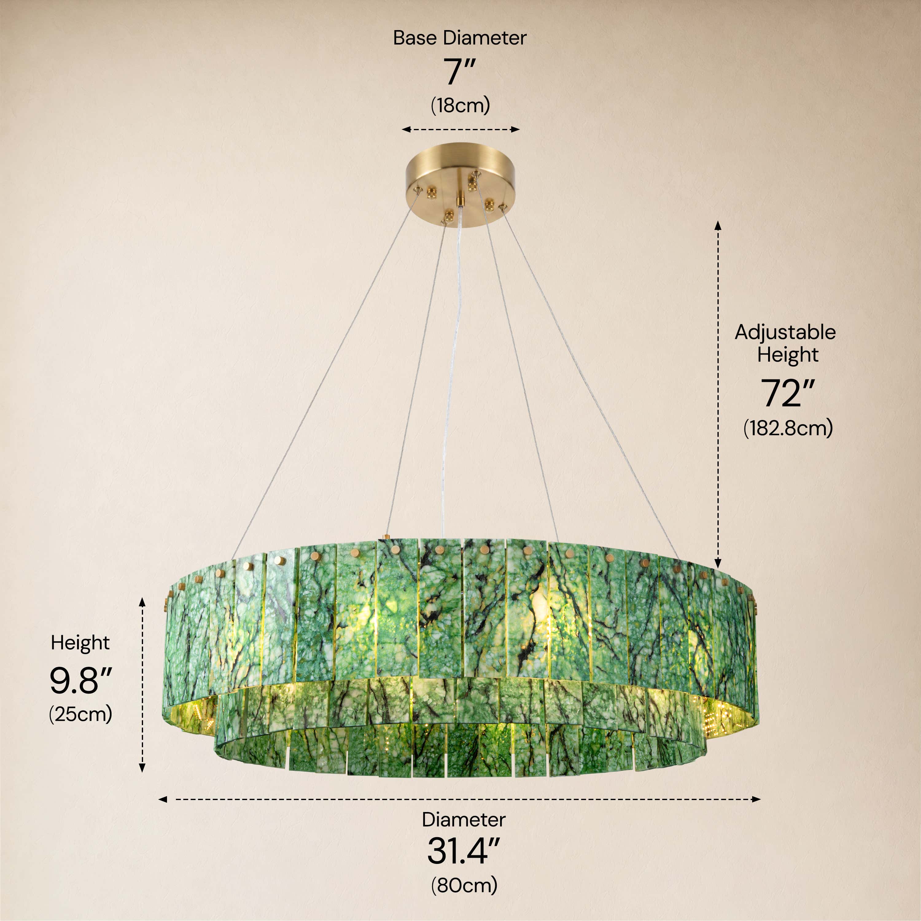 Pietra Verde Stone Tiered Round Chandelier 31.4"D