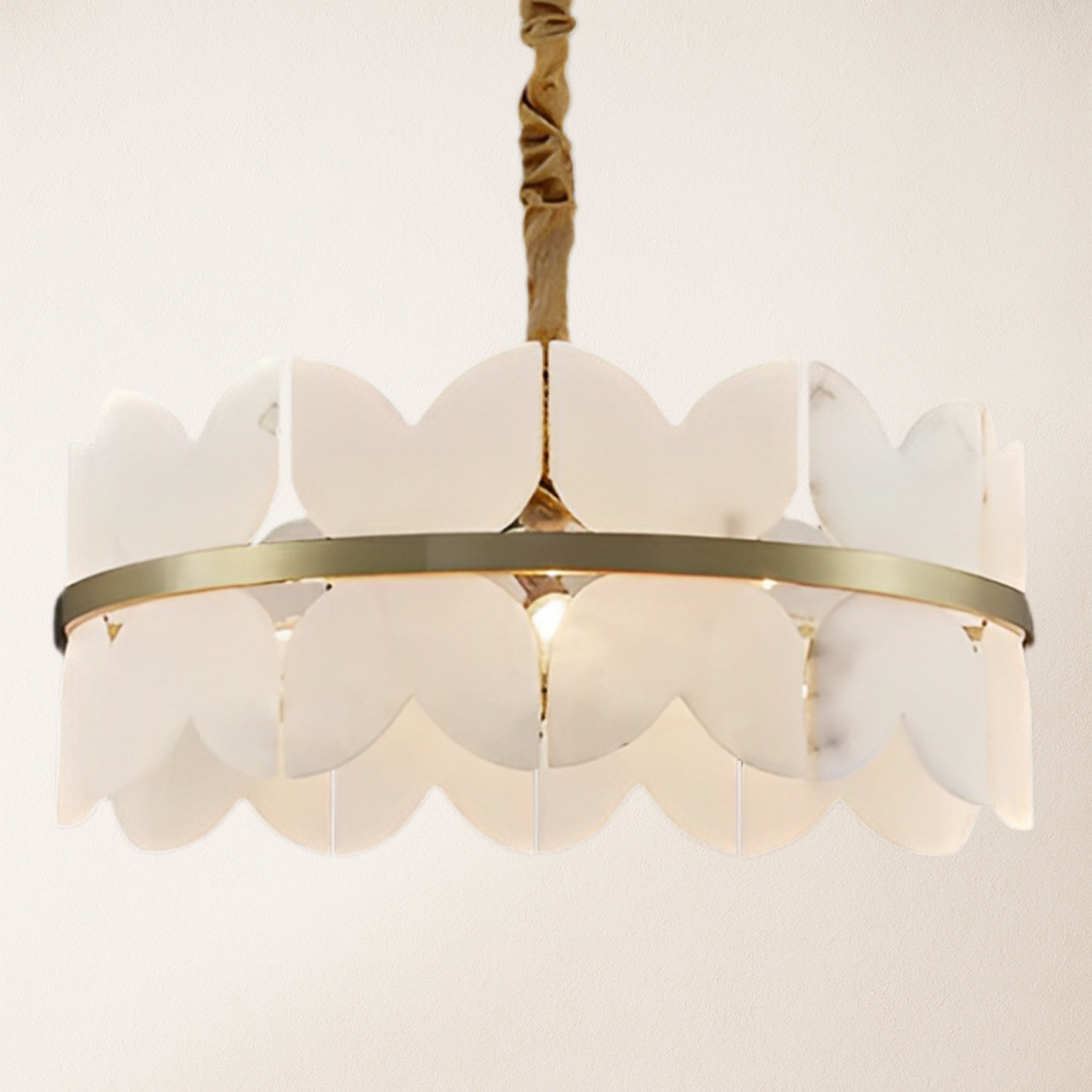 Cloudscape Alabaster Brass 1-Layer Chandelier 61cm D