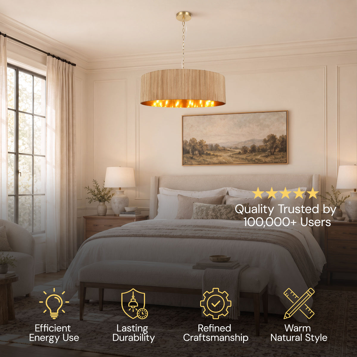 Eldwyne Oak Ribbed Drum Chandelier 30"D #_First_#
