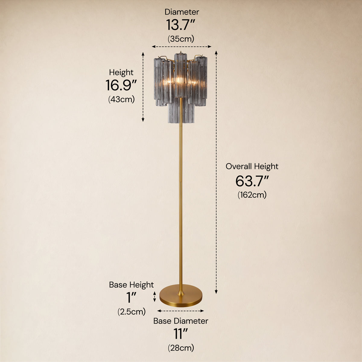 Lumeris Glass Tiered Floor Lamp 13.7"D