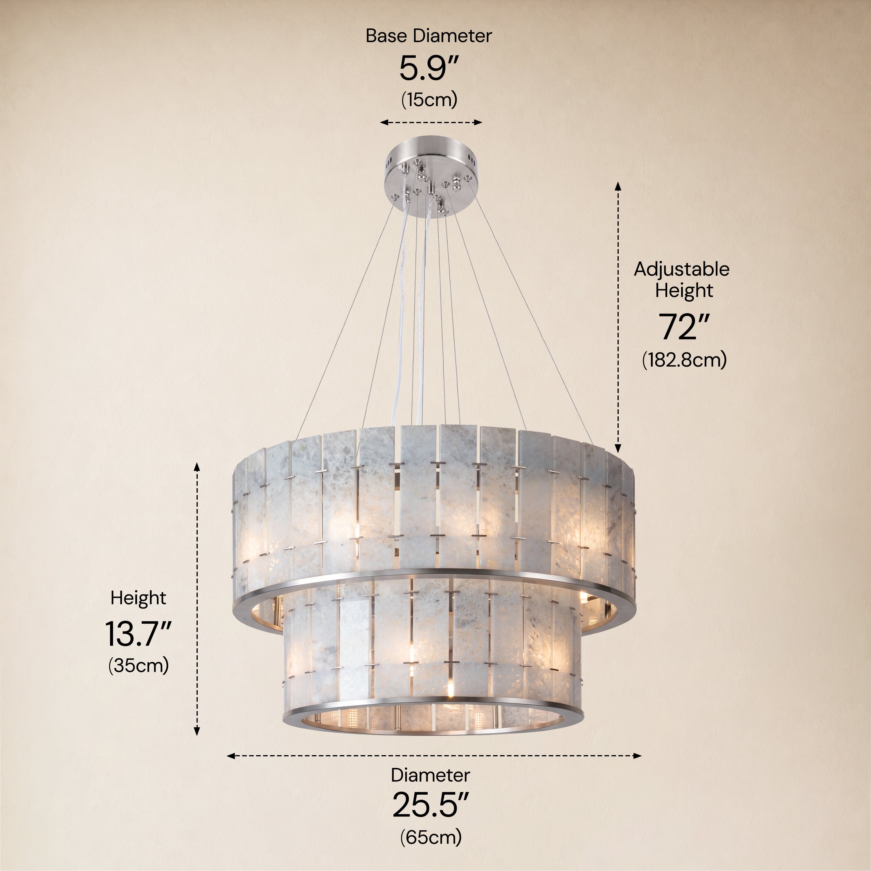 Pietra Blude Marble Two-Tier Round Chandelier 25.5"D