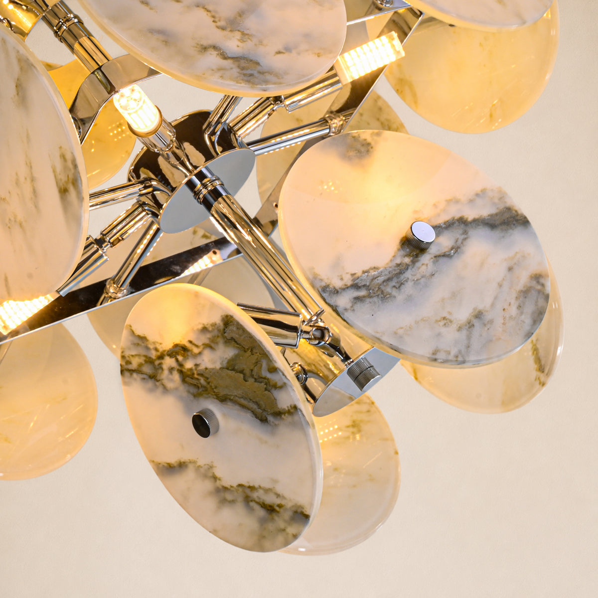Pietra Ivory Marble Disc Pendant 17.7"D