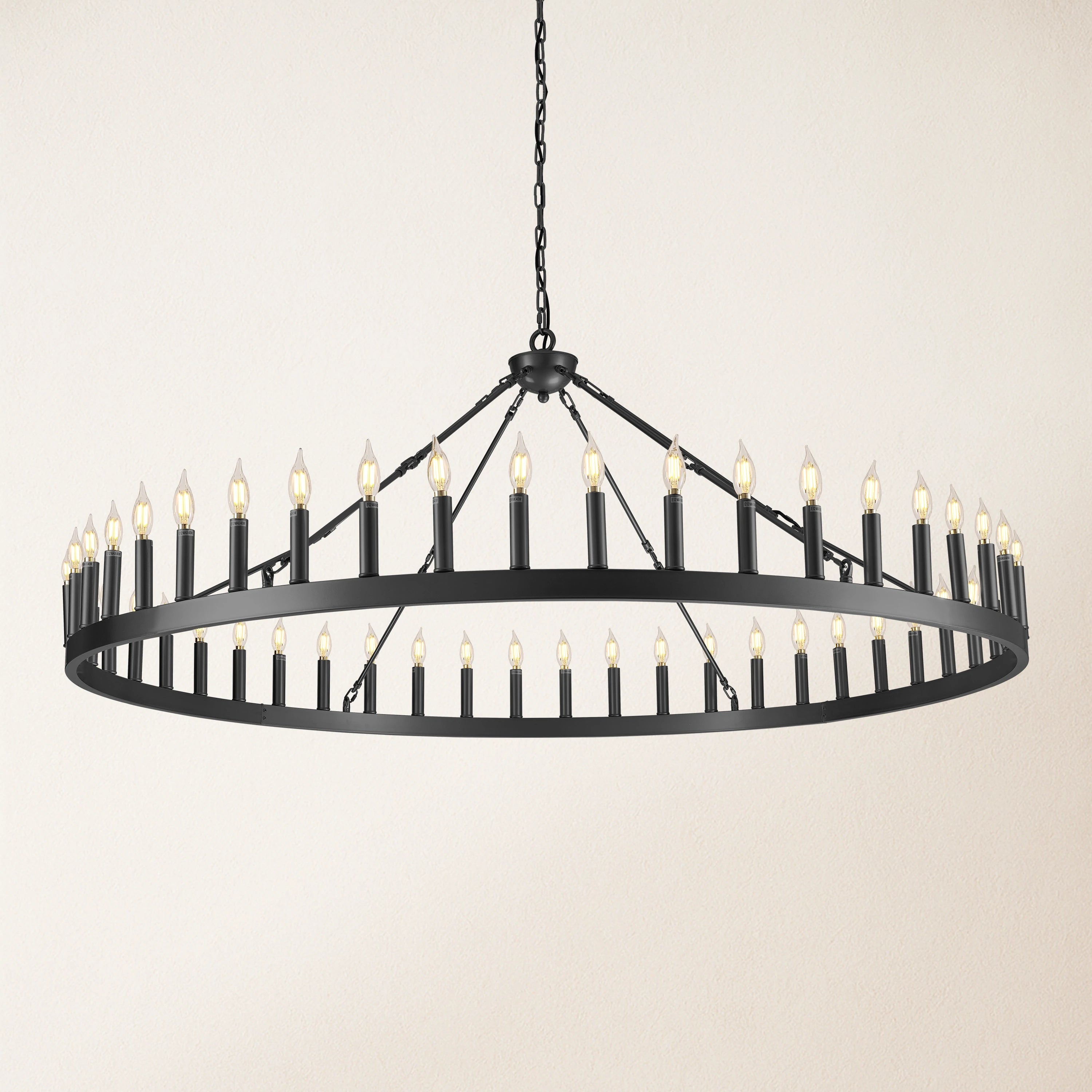 Wagon Wheel Candle Round Chandelier 163cm