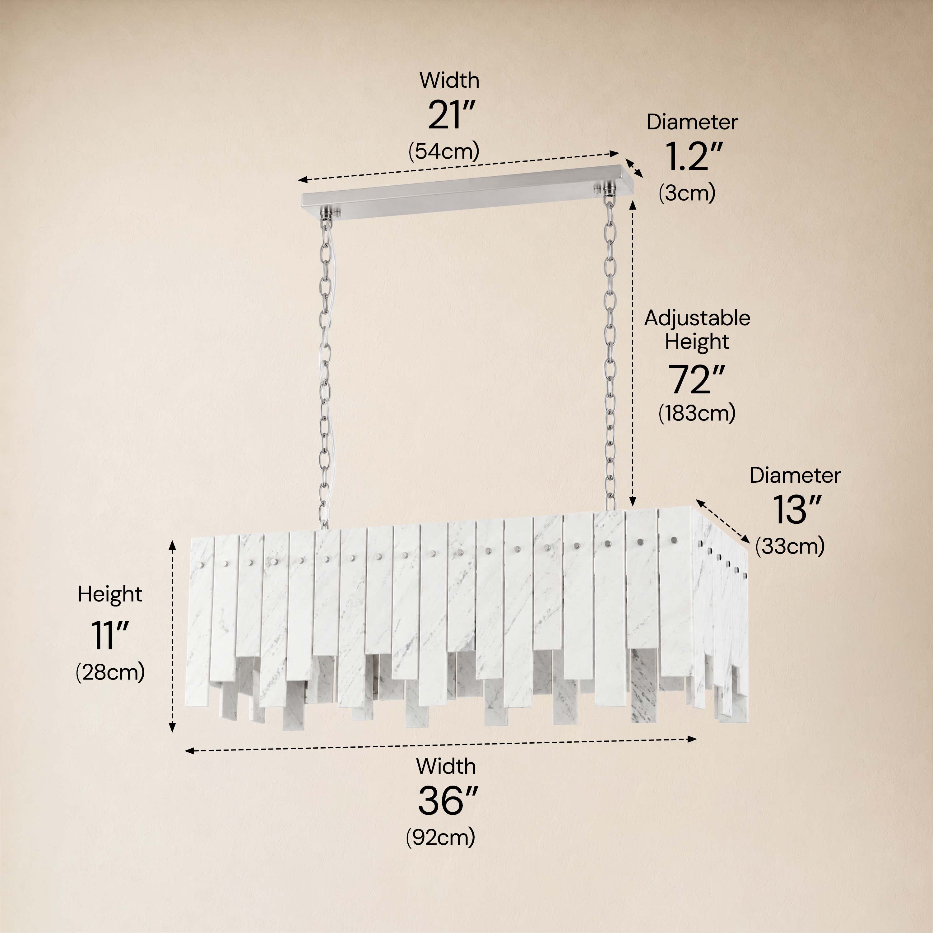 Pietra White Marble Rectangular Chandelier 36" 40"W