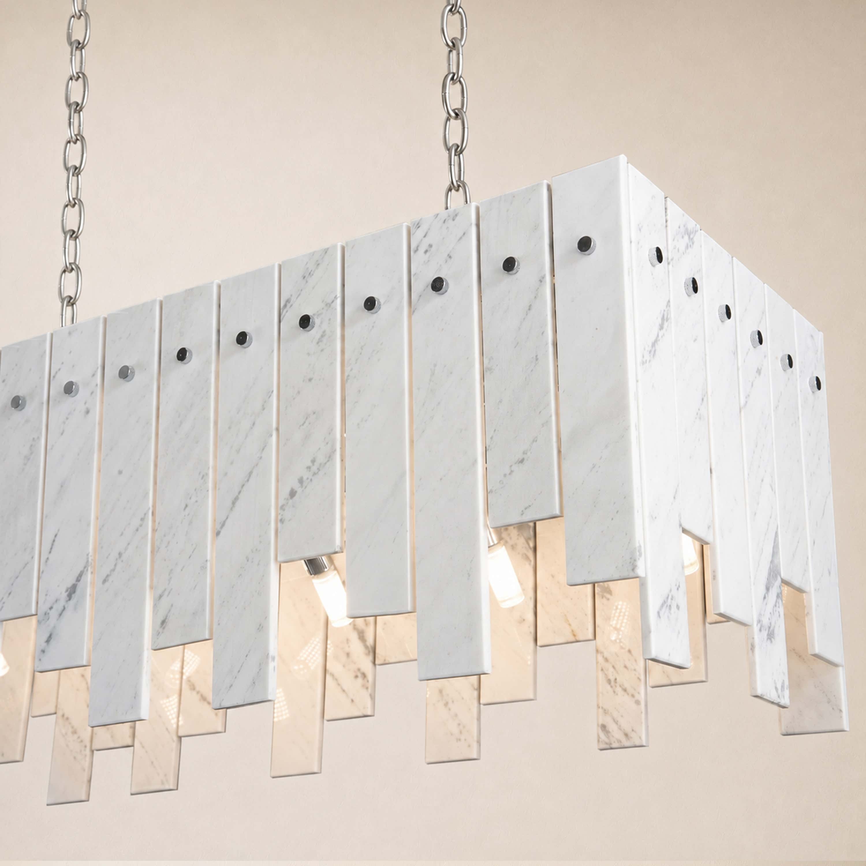 Pietra White Marble Rectangular Chandelier 36" 40"W