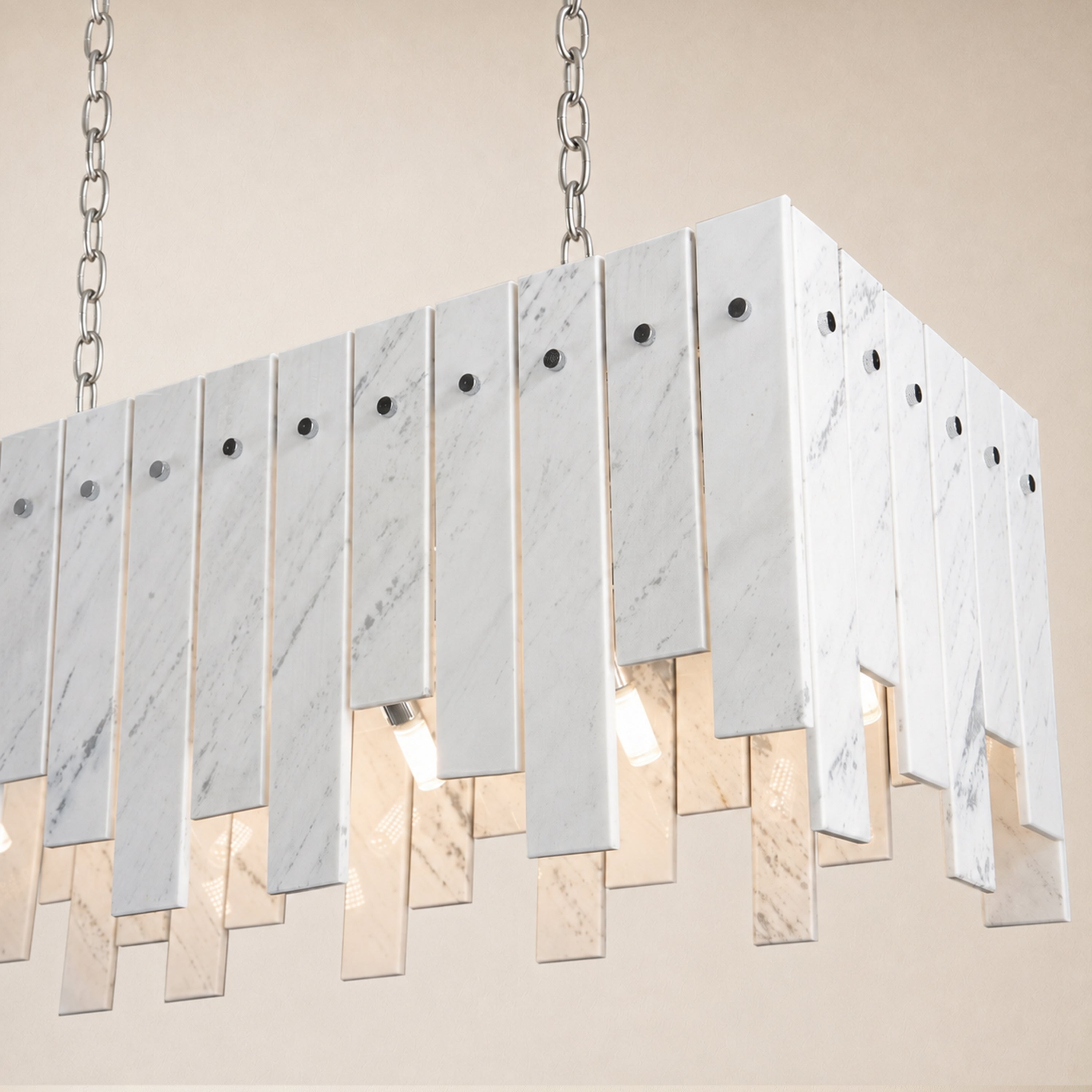 Pietra White Marble Rectangular Chandelier 36" 40"W