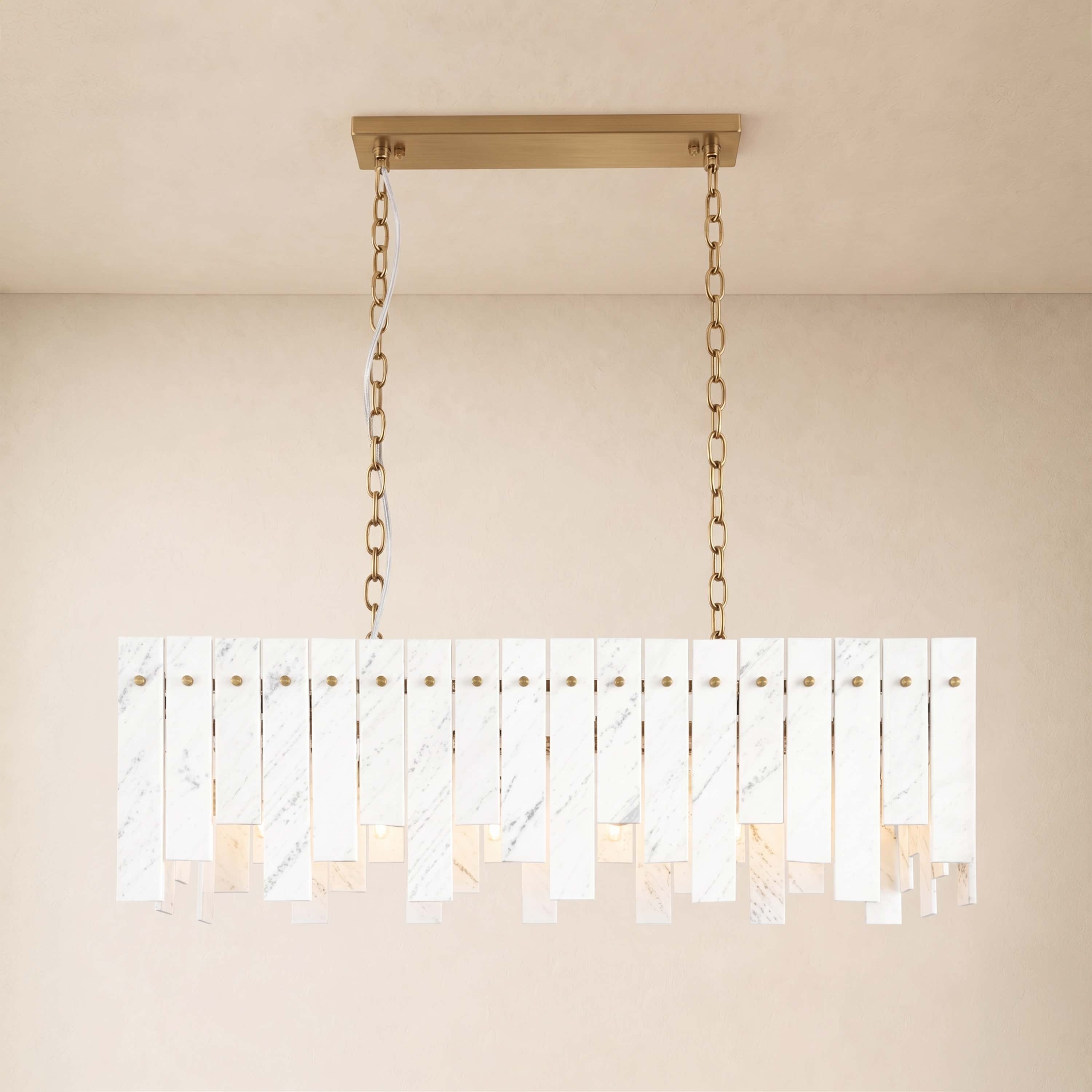 Pietra White Marble Rectangular Chandelier 36" 40"W