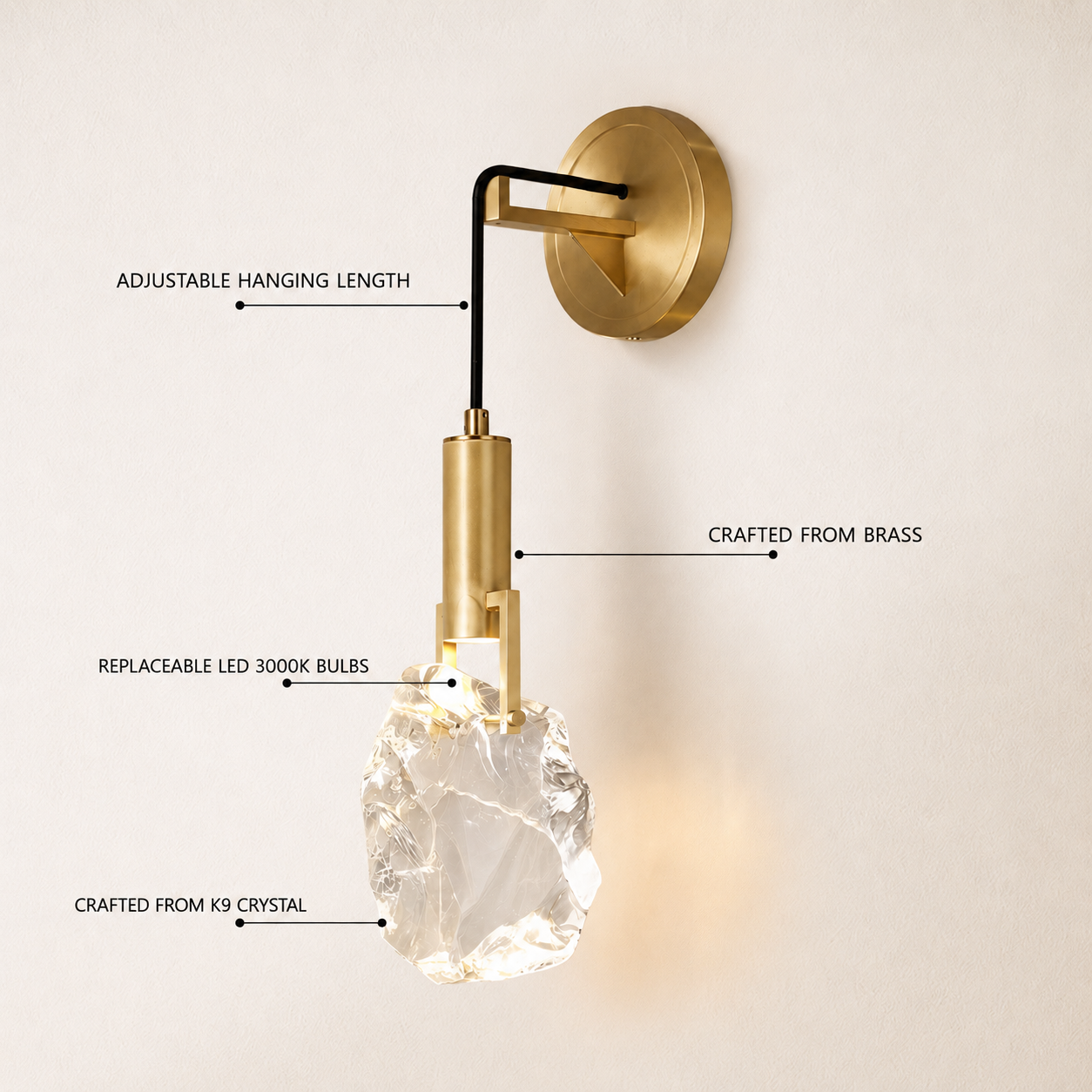 Irregular Crystal Shad Wall Sconce H28cm